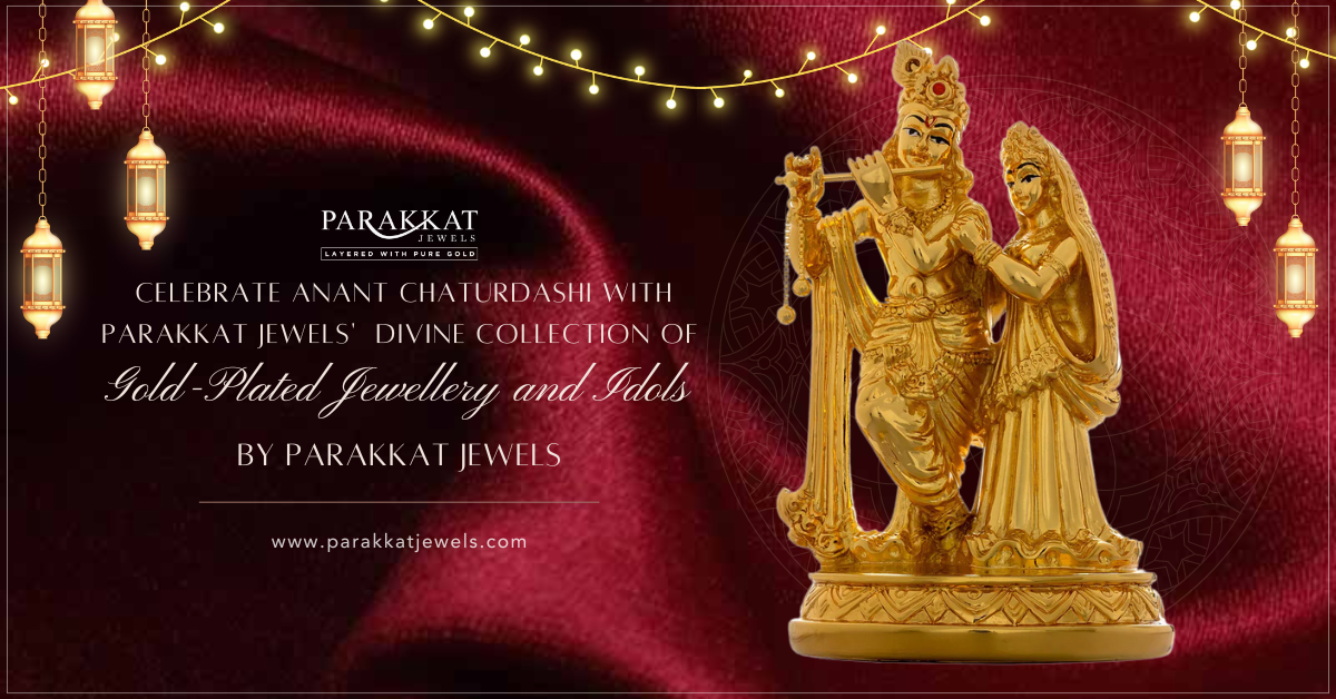 Gold plated jewelry and idols for anant chaturdashi