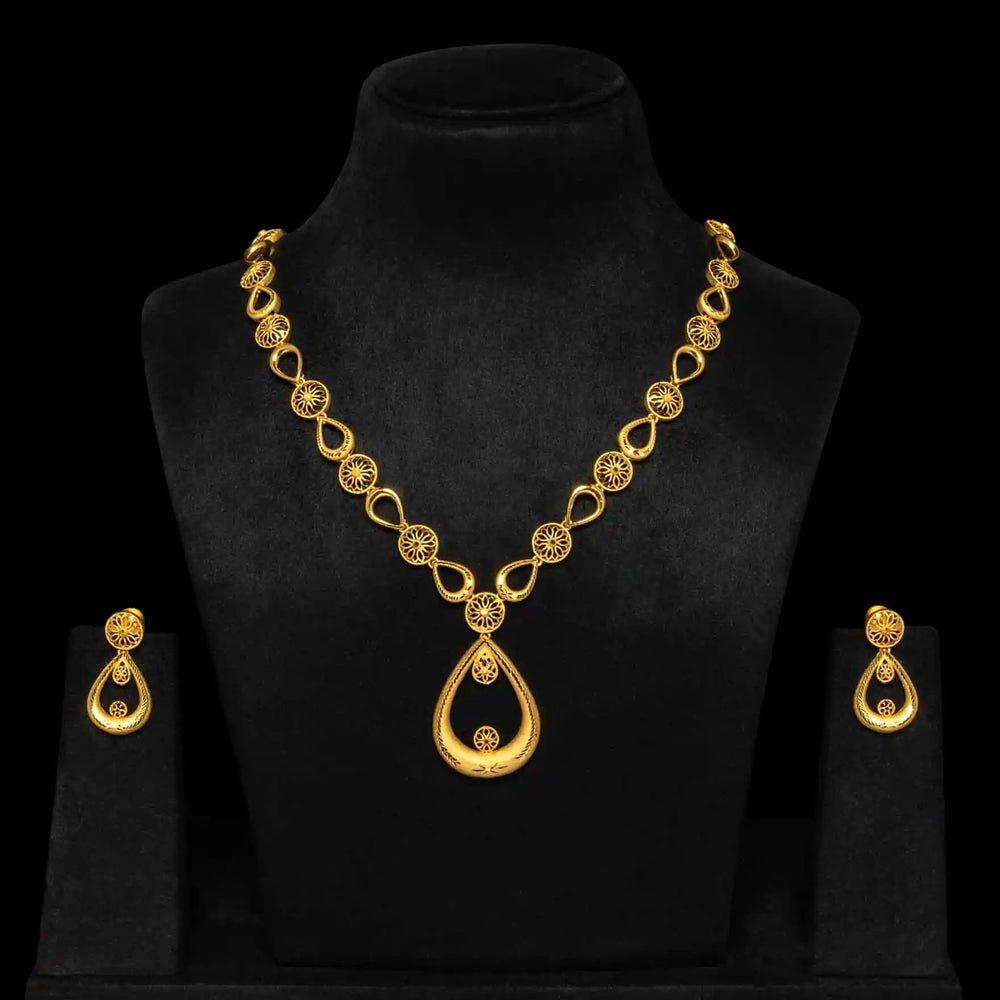 Golden Necklace PGNS95-034 , PGHST63-041 — Gold Plated Jewellery | Parakkat Jewels