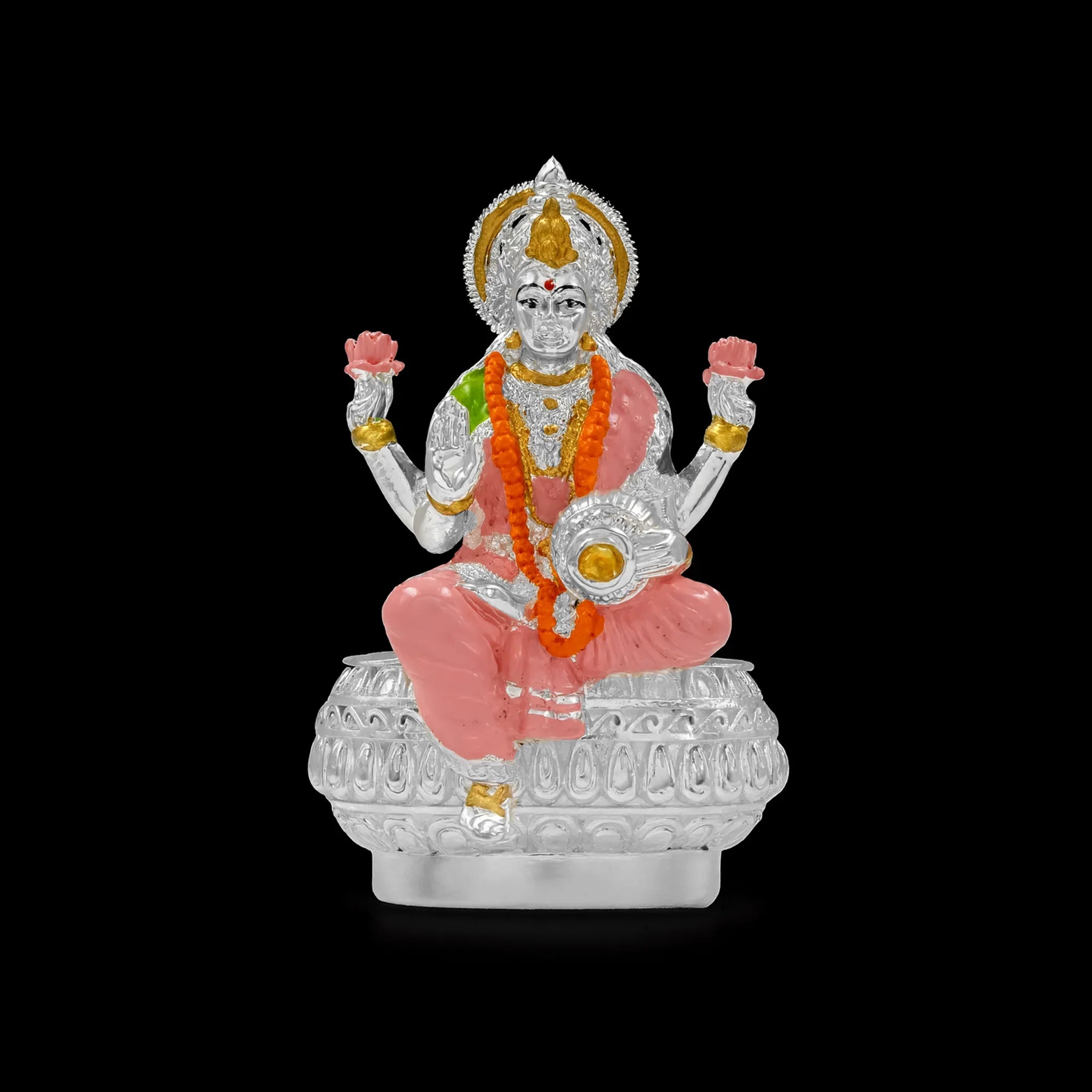Divine Lakshmi Devi Silver Plated Sitting Idol for Pooja PIDRSL22-052