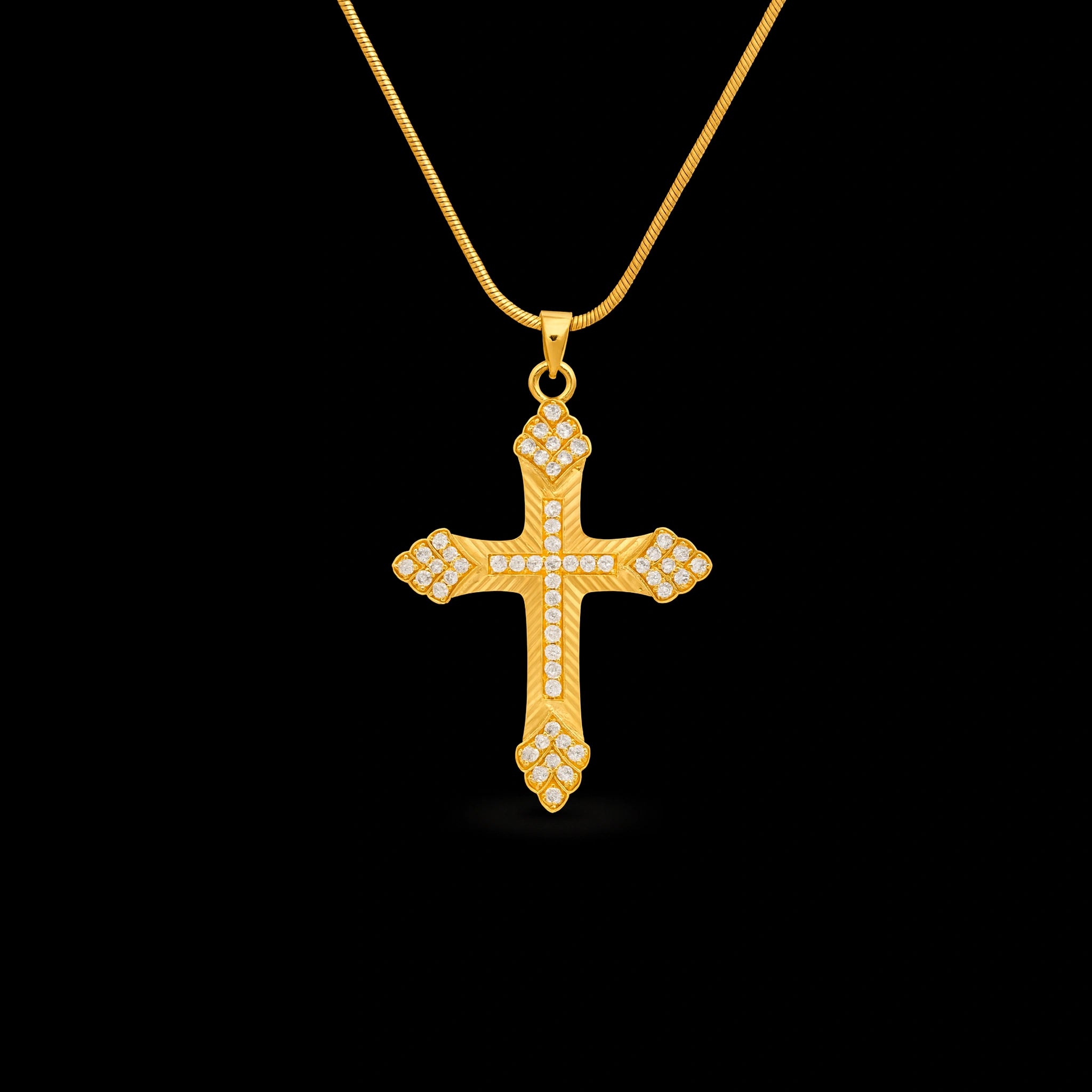 Stone Cross Pendant with Diamond Edges PSLT1W-002