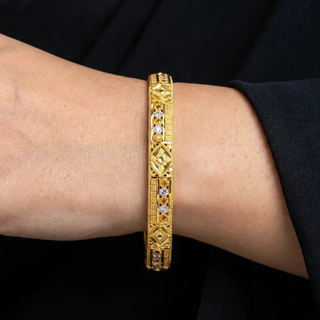 24ct Heavy Gold Layered Enamel Bangle PEB29-032