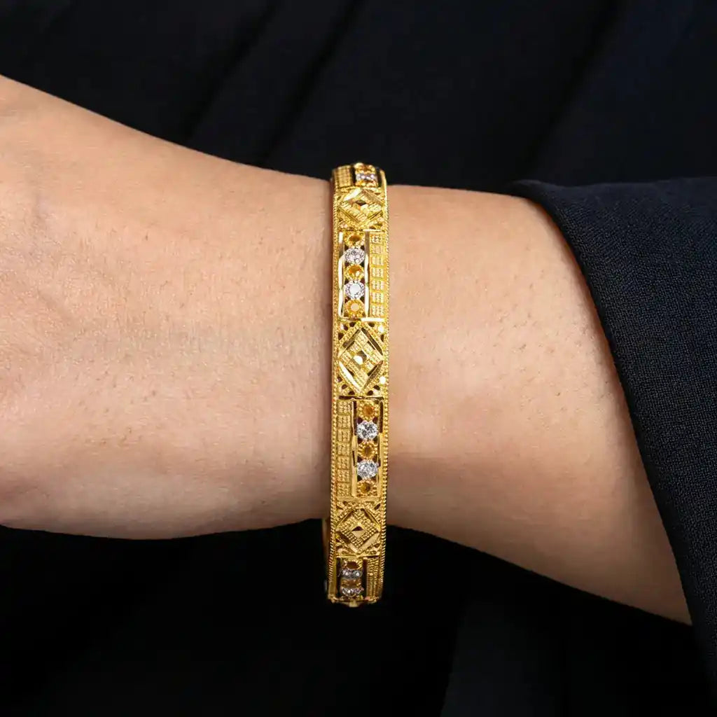 24ct Heavy Gold Layered Enamel Bangle PEB29-032