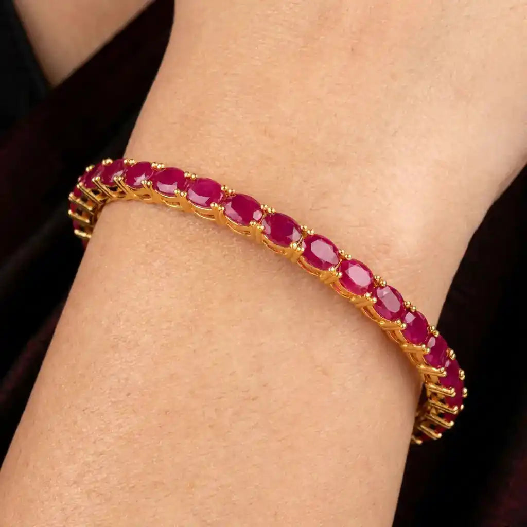 24ct Heavy Gold Layered Stone Bangle PSB28R-032