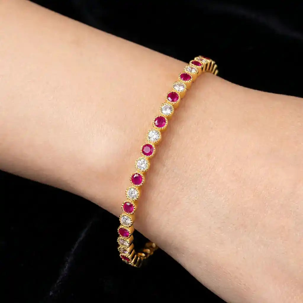 24ct Heavy Gold Layered Stone Bangle PSB4WR-022