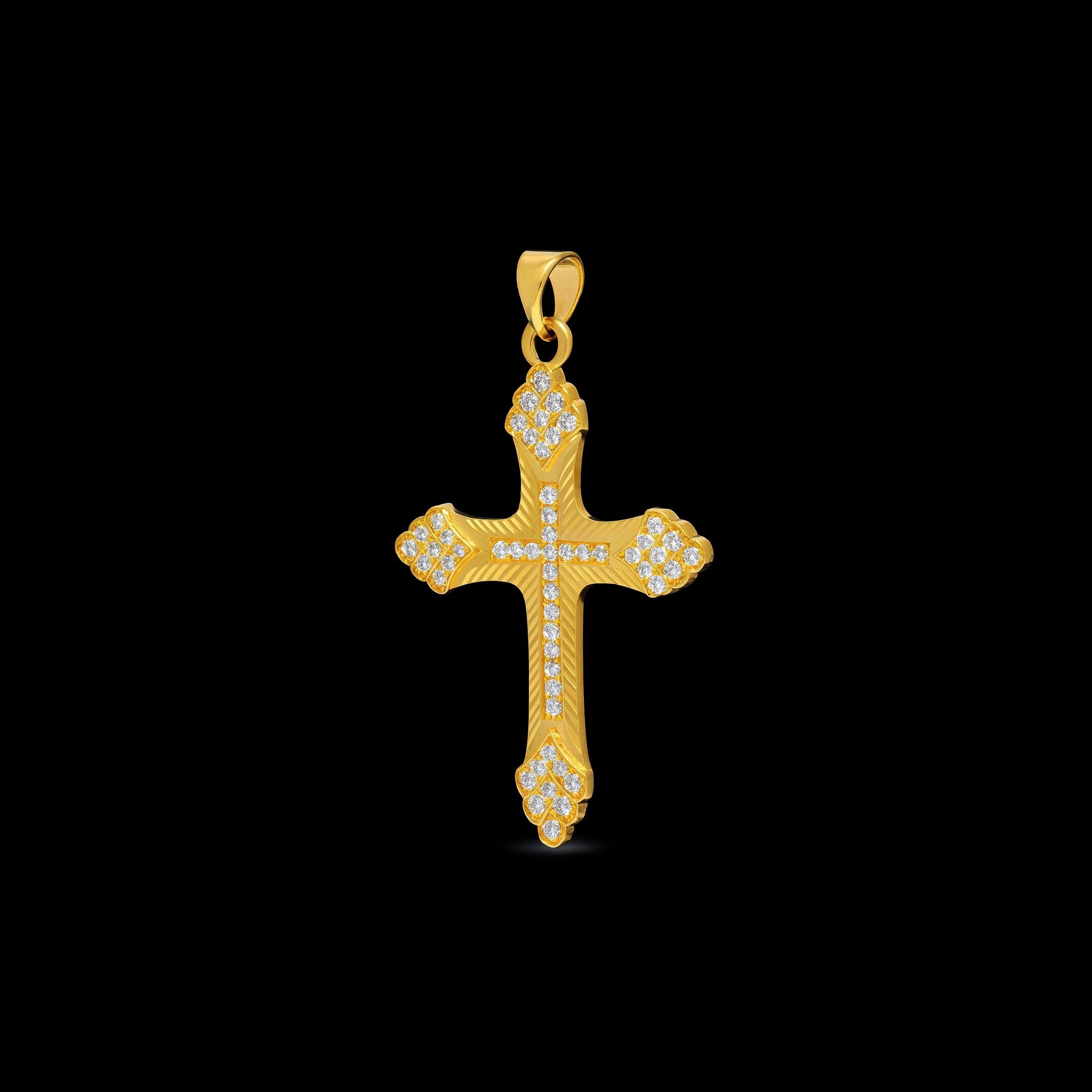 Stone Cross Pendant with Diamond Edges PSLT1W-002