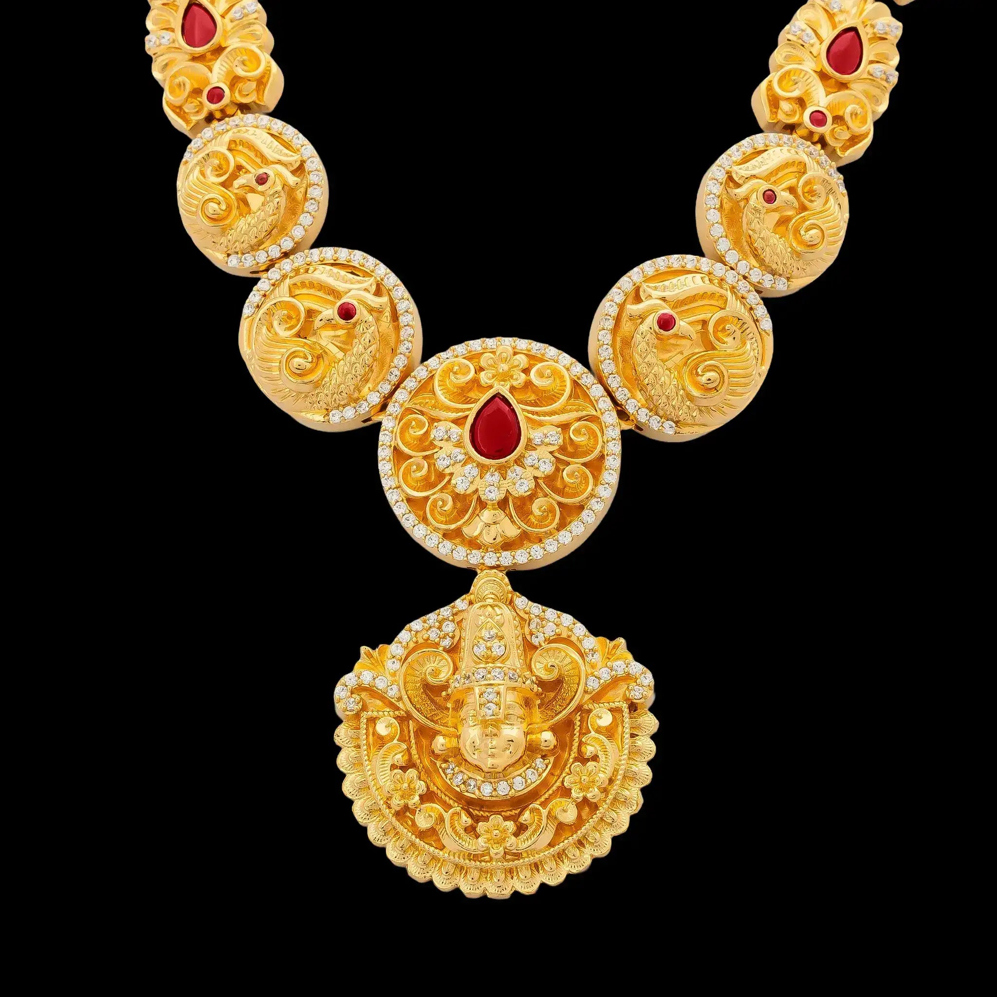 Ruby stone gheru necklace with Stud PSGRNSSR63WRG-037, PSGRHSTSR19WR-082