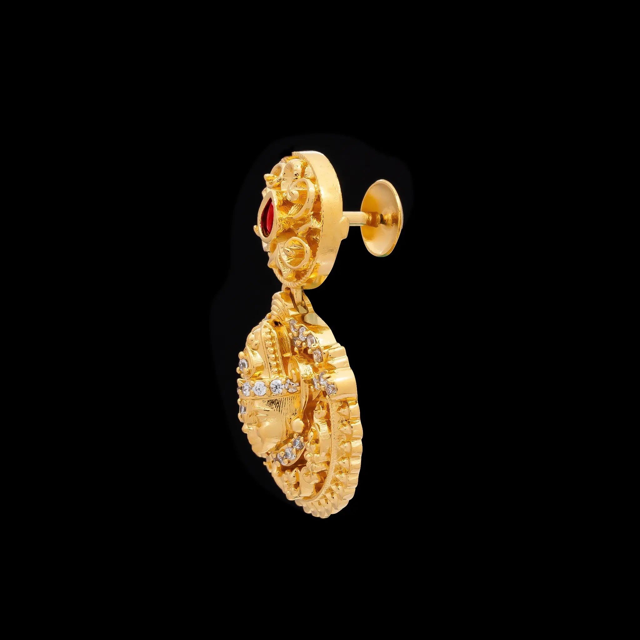 Ruby stone gheru necklace with Stud PSGRNSSR63WRG-037, PSGRHSTSR19WR-082