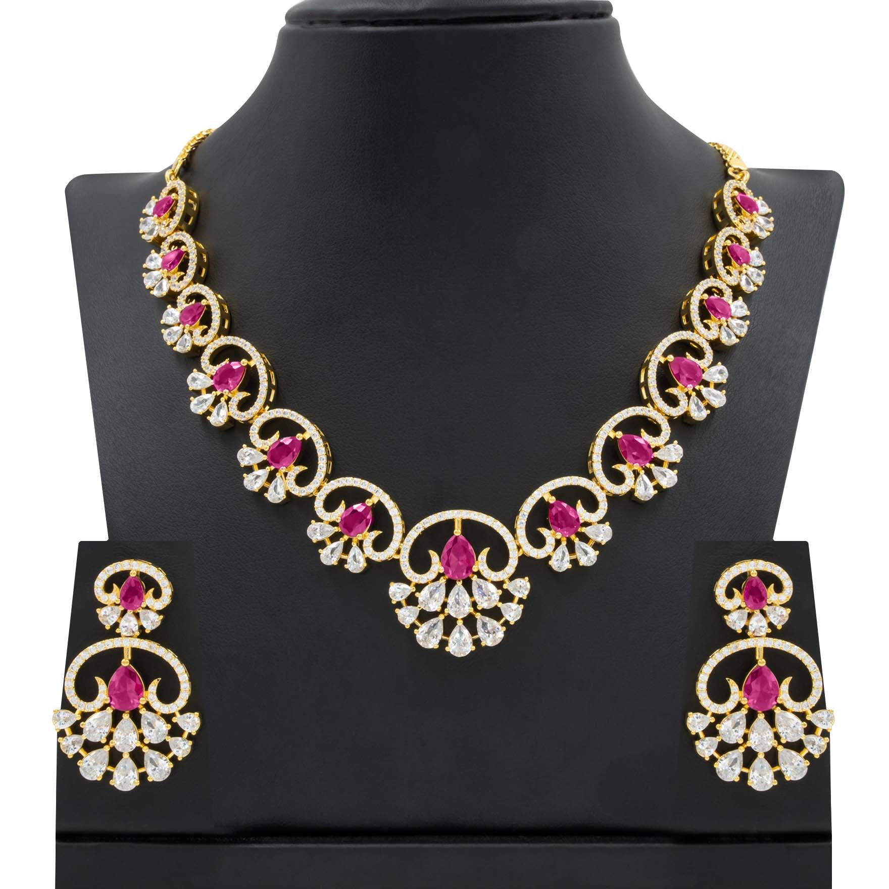 24ct Gold Layered Stone Necklace with stud PMSNS3WR-009, PMSHST12WR-022