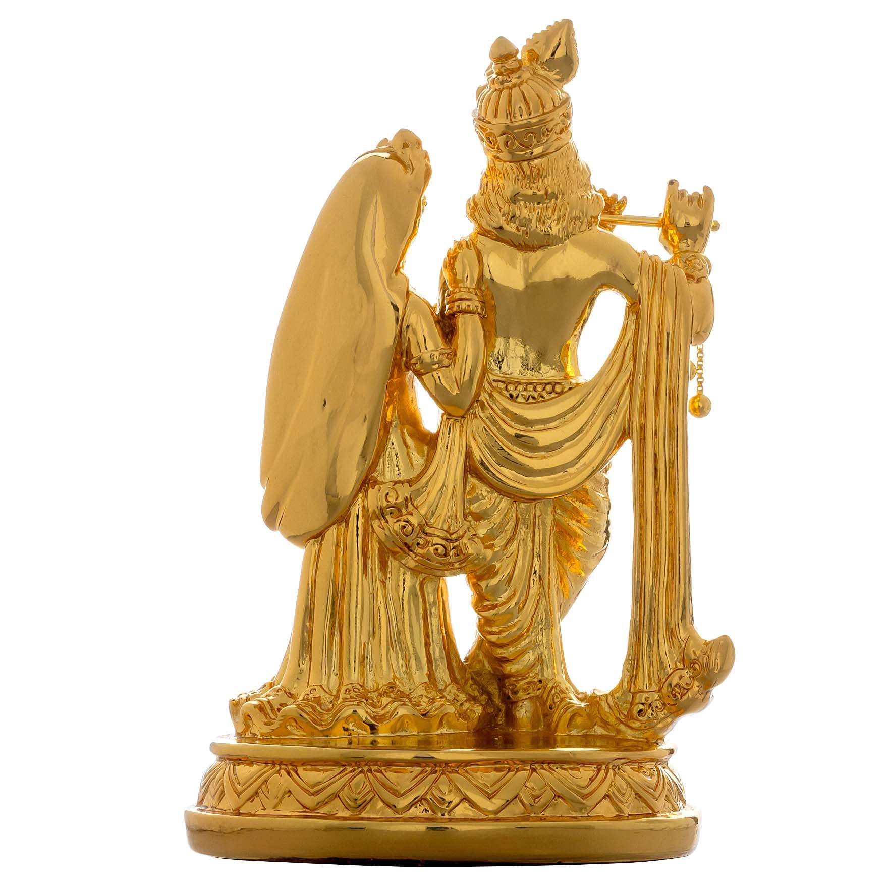 KrRadha Krishna Idol – Gold Layered Figurine with Flute – Hindu Spiritual Statue – Pooja & Home Décor | PIDRGRK2-004