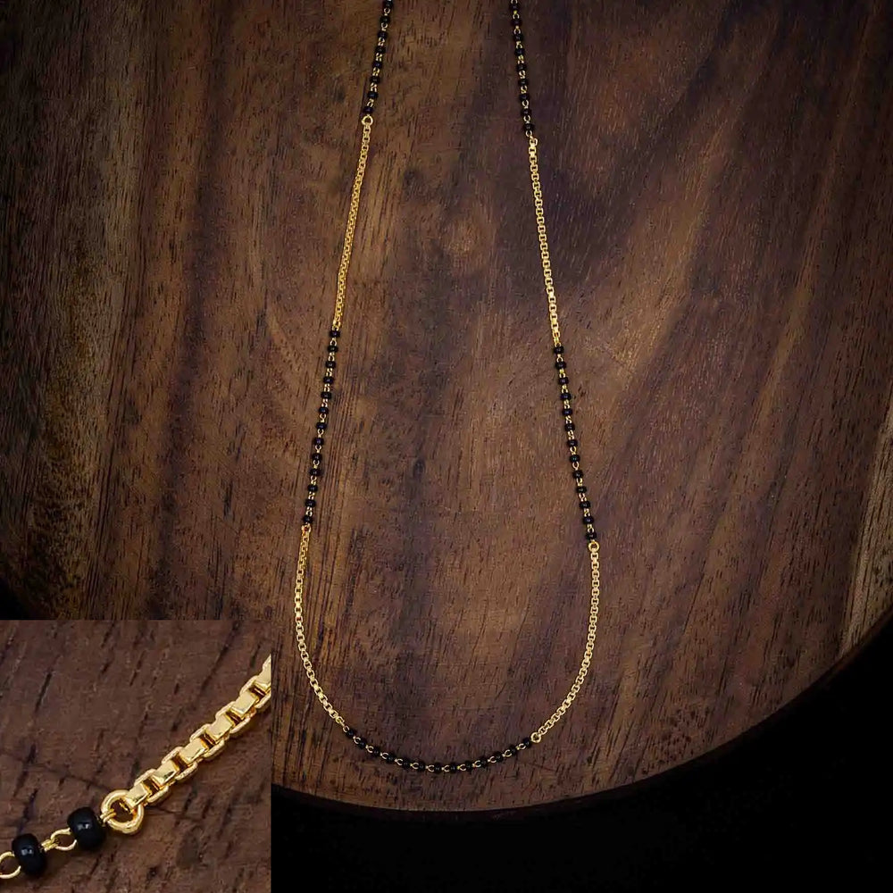 Black Bead Twin Line Karimani Mangalsutra Gold Layered