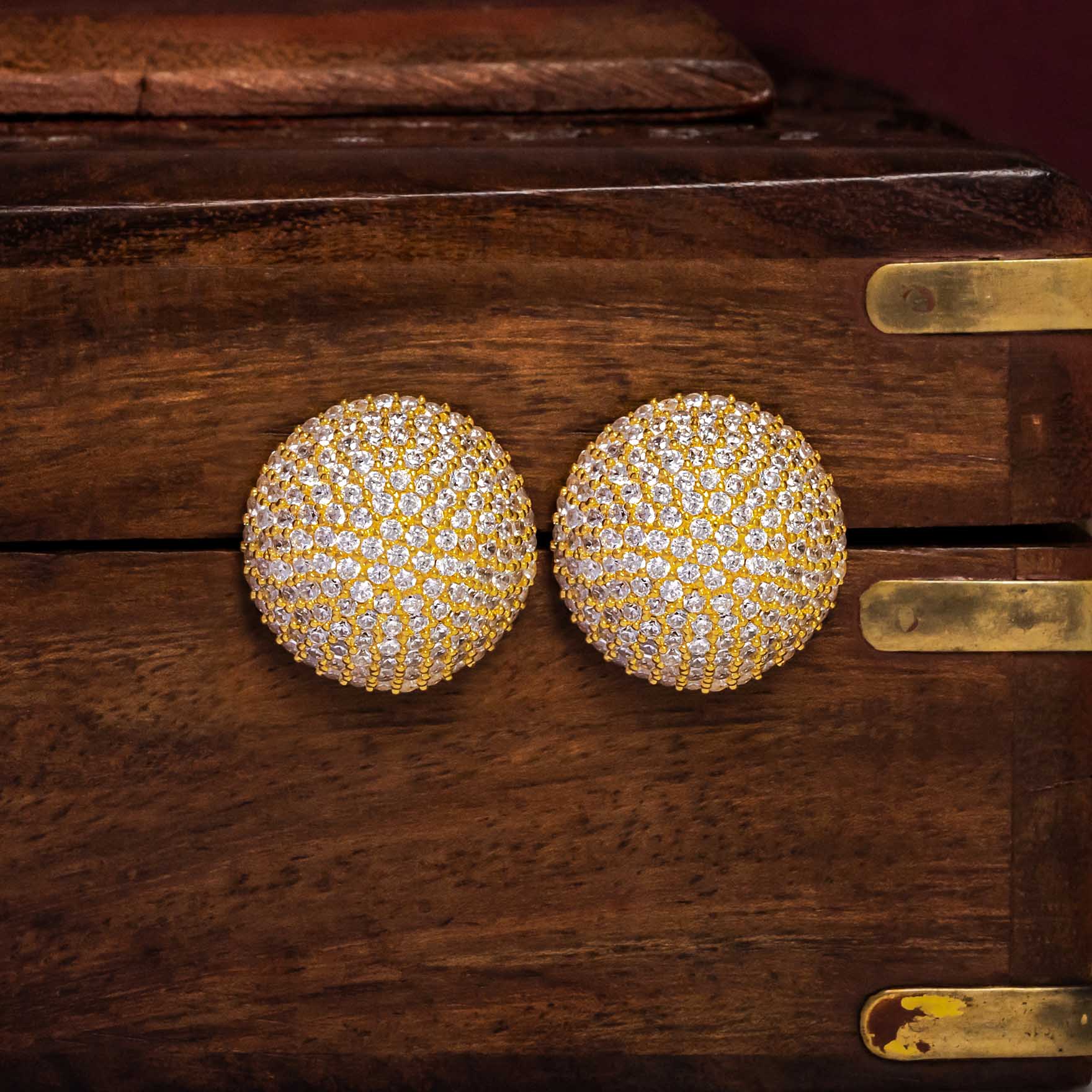 White Stone Stud Earrings at Parakkat Jewels