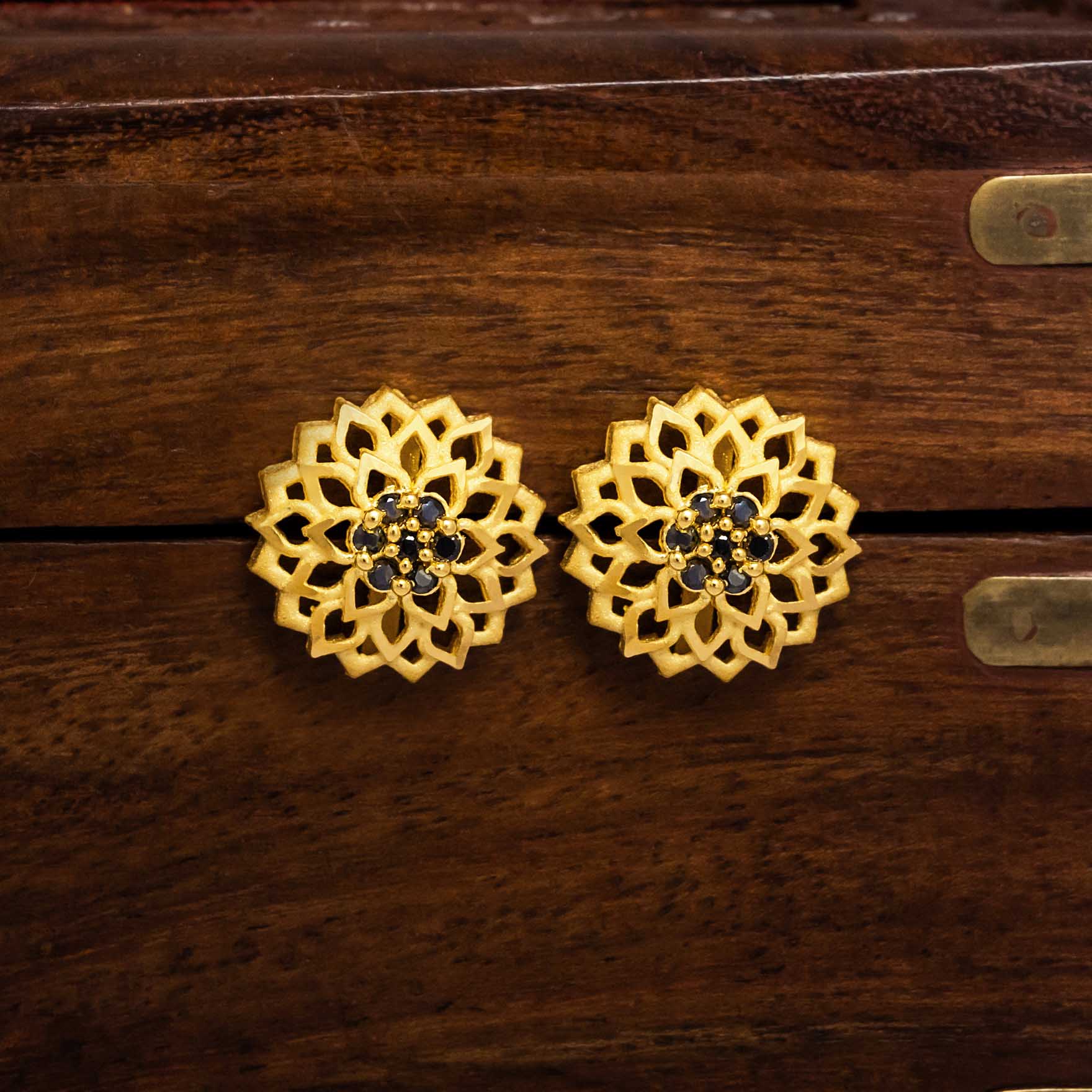 Gold Layered Traditional Studs Earrings for Women