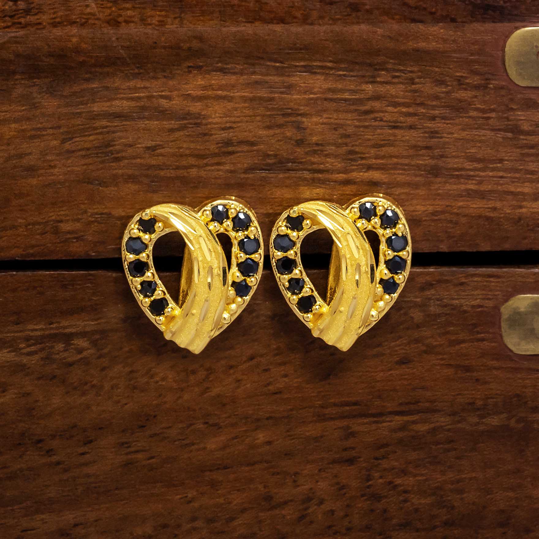 Classic Gold Layered Black Stone Earring at Parakkat Jewels