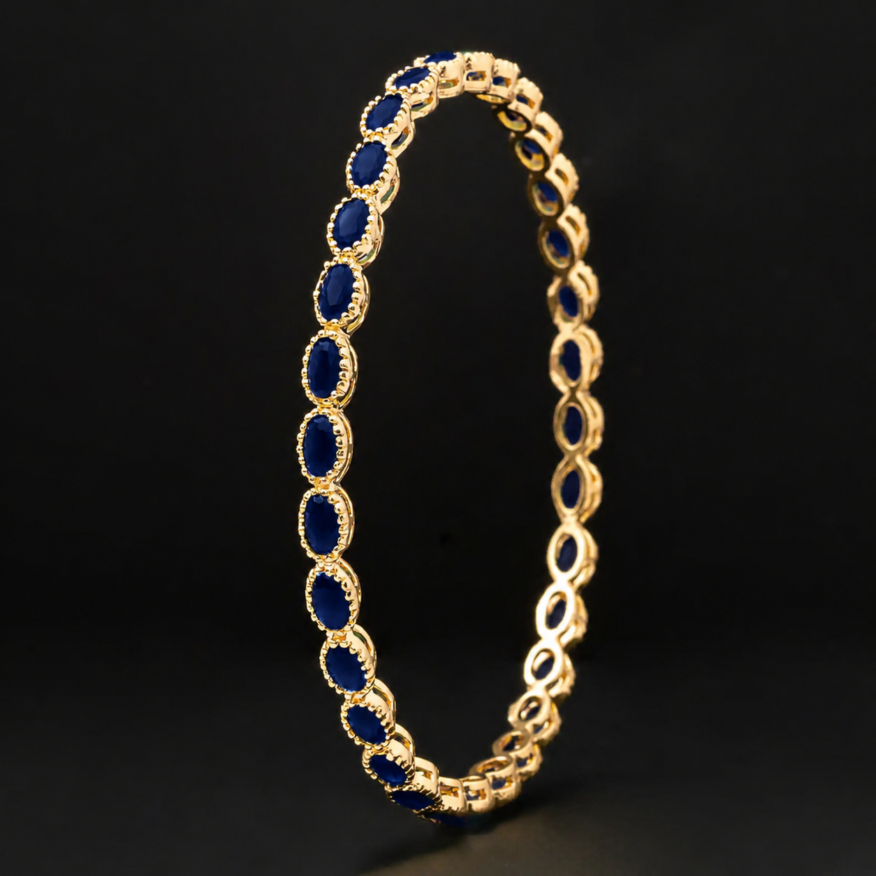 24ct Heavy Gold Layered Stone Bangle PSB17BL-032