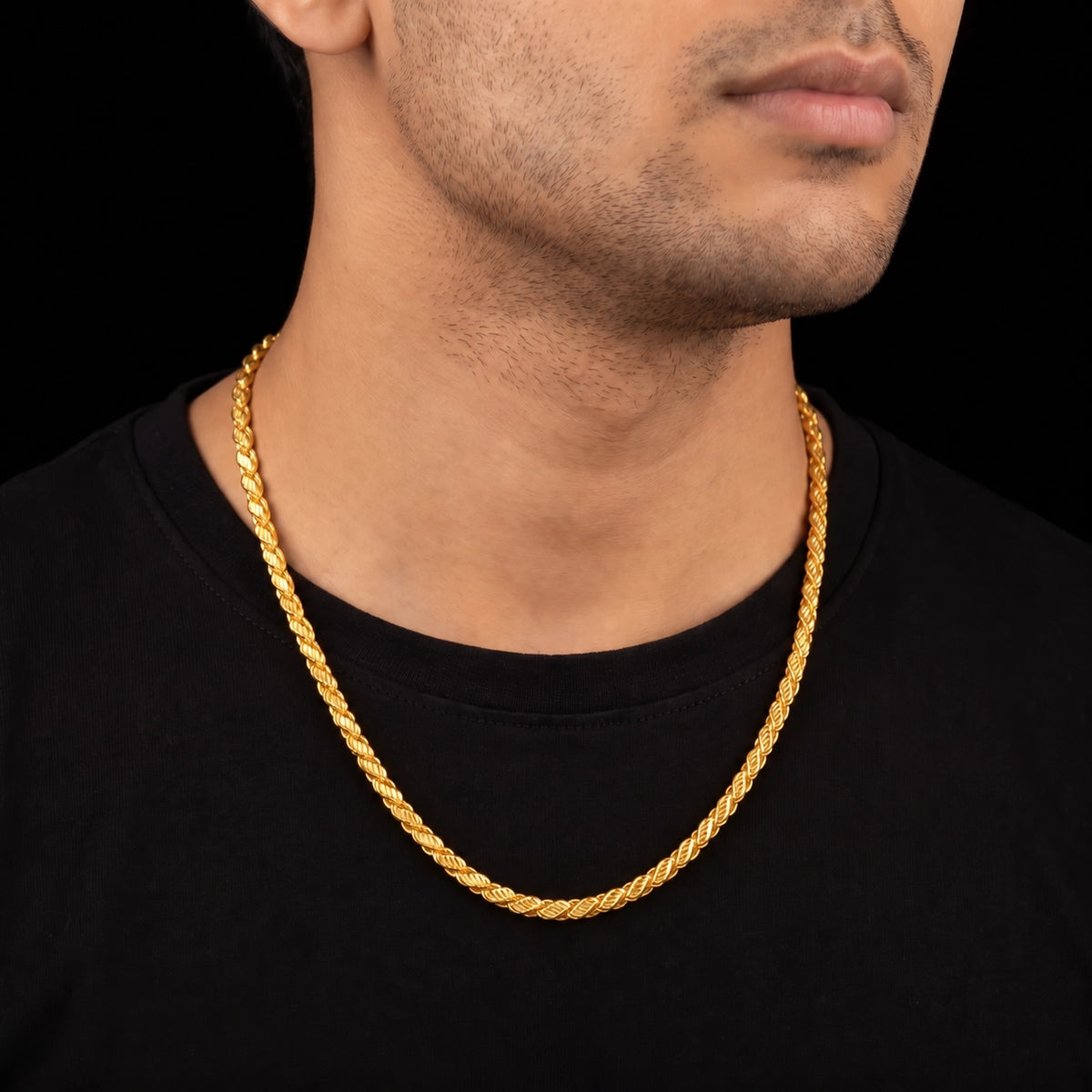 Rope Twist Round Chain Nadan Gold Layered