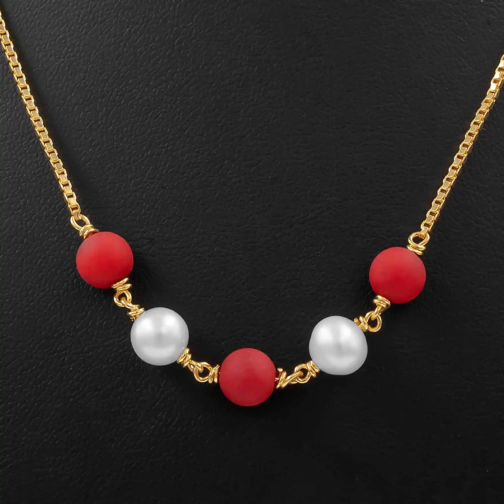 Pearl & Coral Stone Necklace PPNS2PC-093