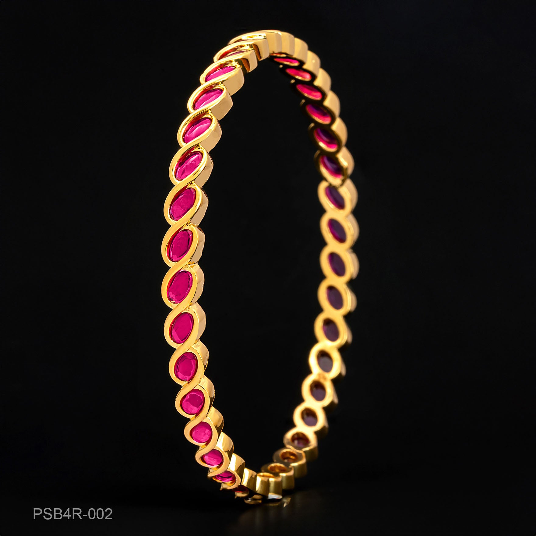 24ct Heavy Gold Layered Stone Bangle PSB4R-002