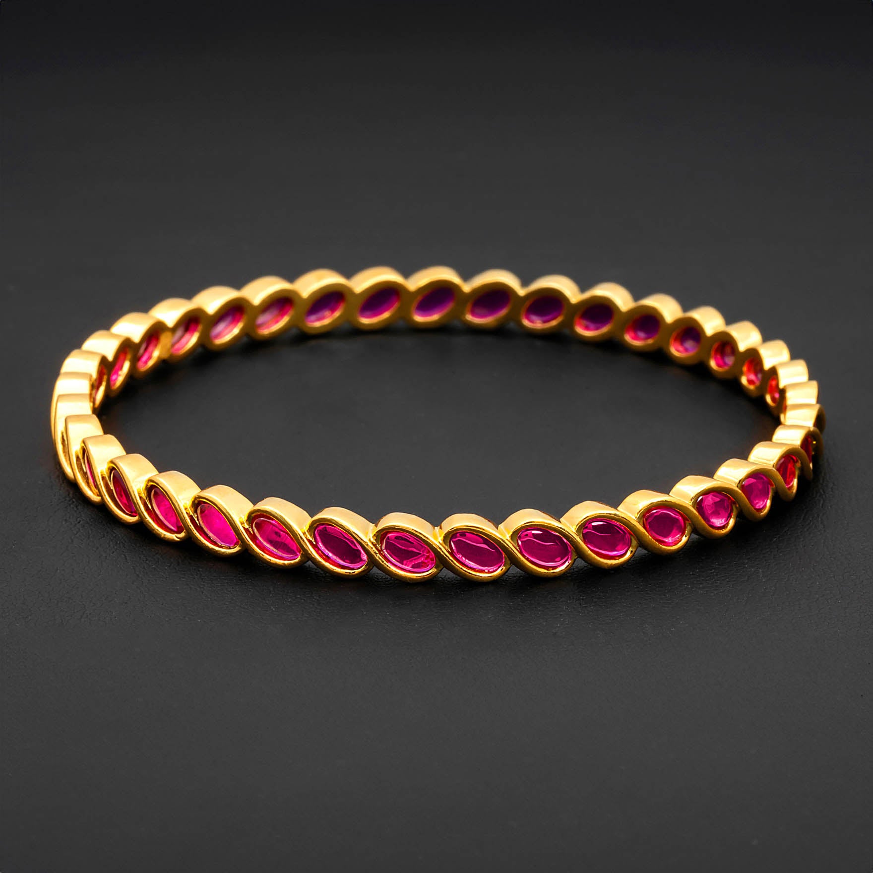 24ct Heavy Gold Layered Stone Bangle PSB4R-002