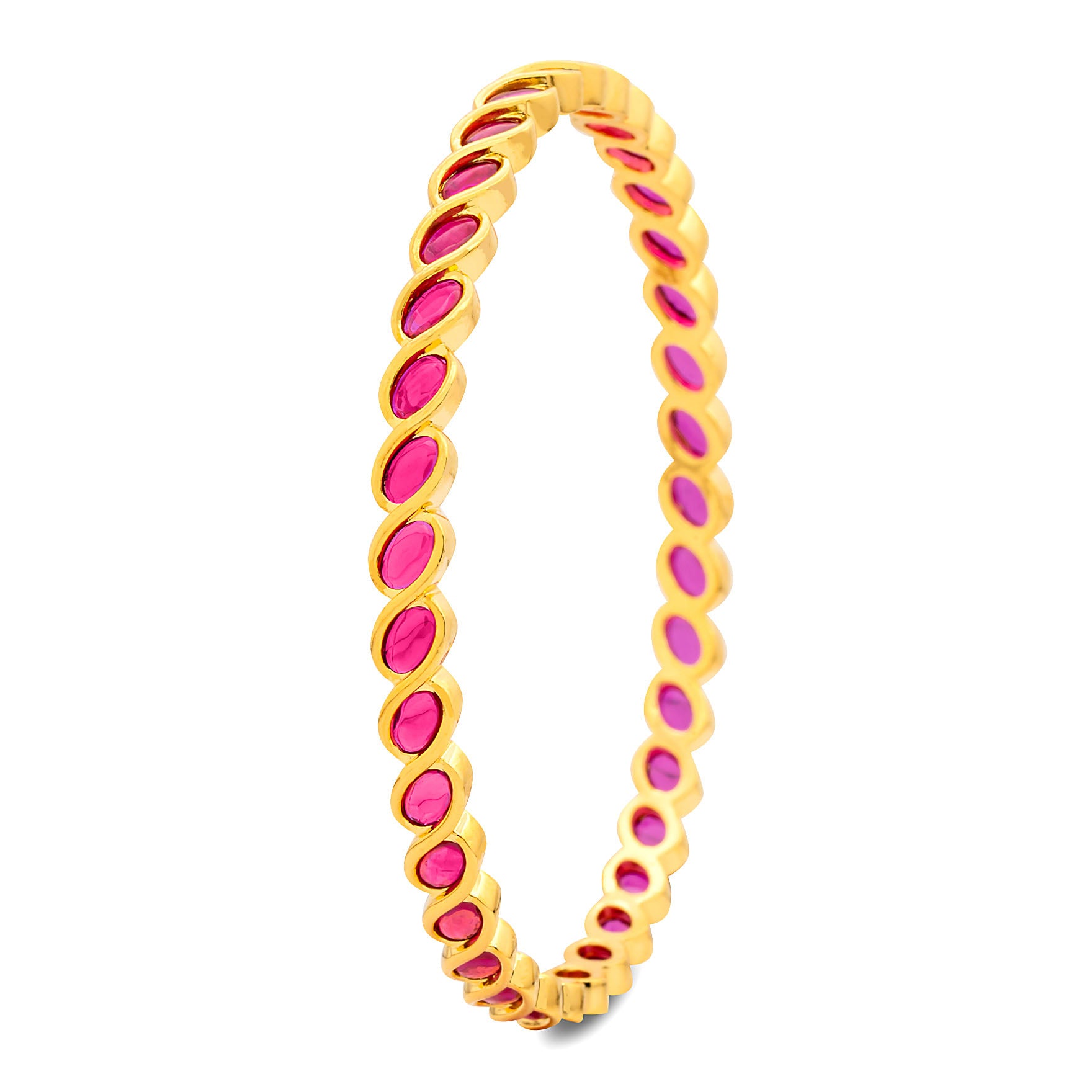 24ct Heavy Gold Layered Stone Bangle PSB4R-002