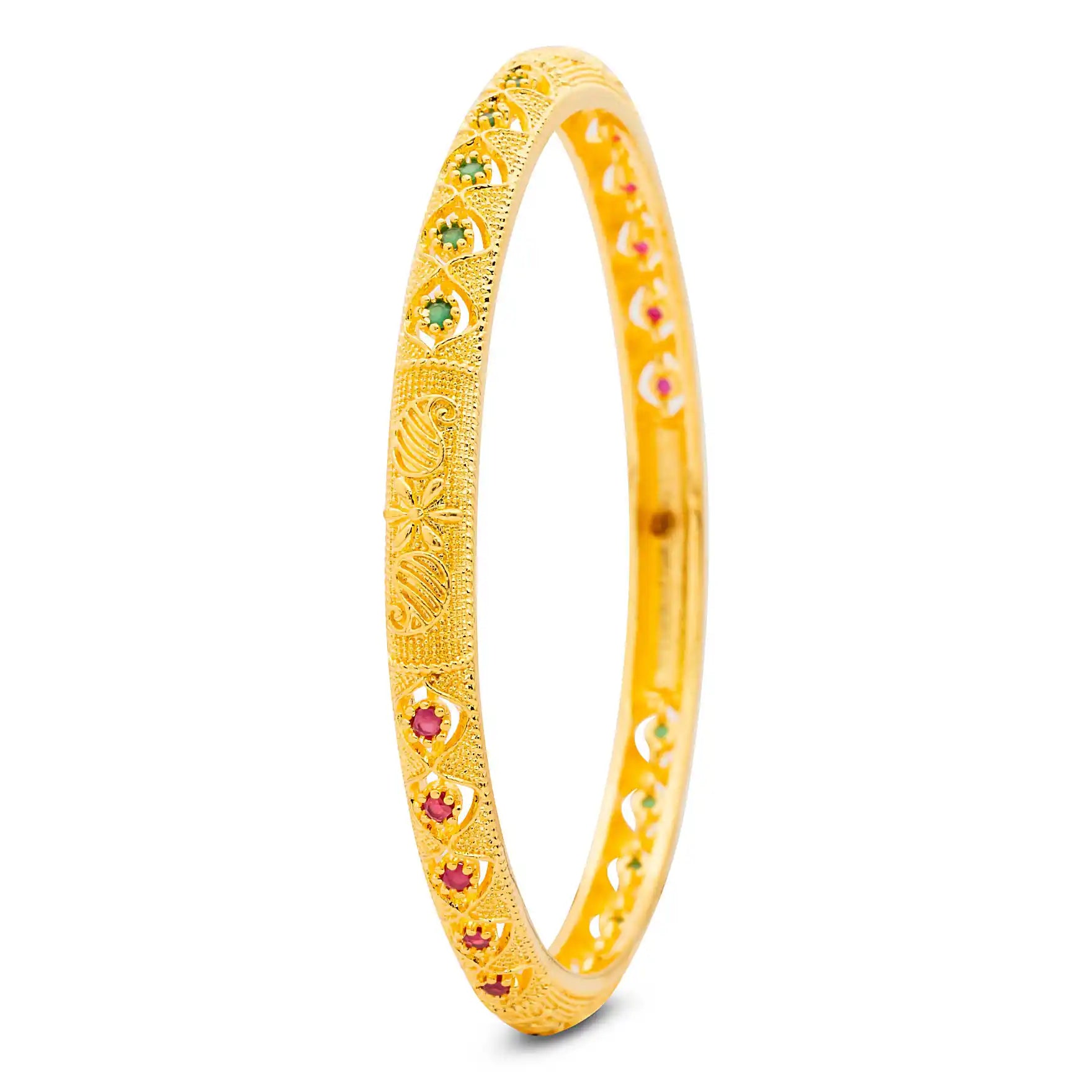24ct Heavy Gold Layered Stone Bangle PSB16RG-022