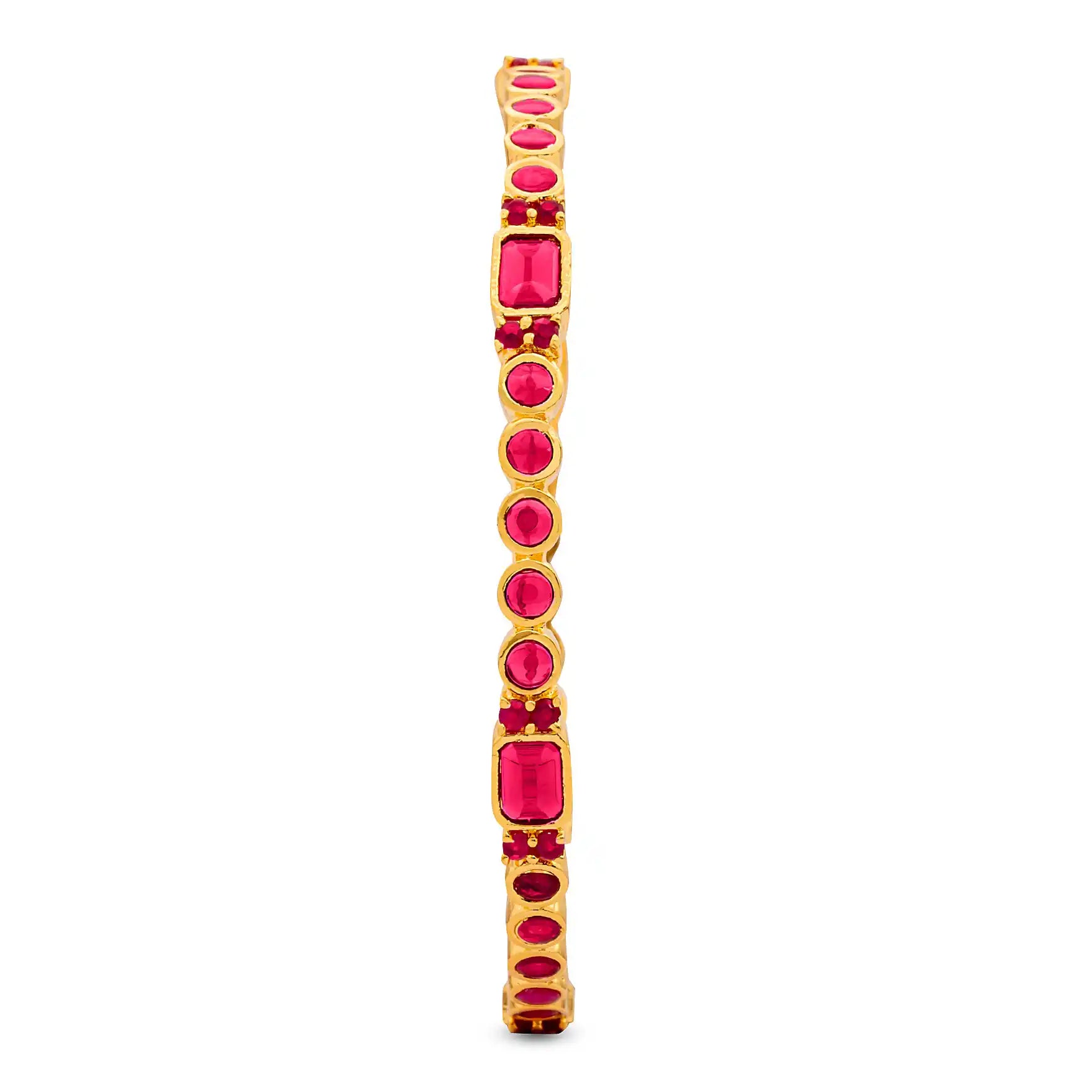 24ct Heavy Gold Layered Stone Bangle PSB14R-022