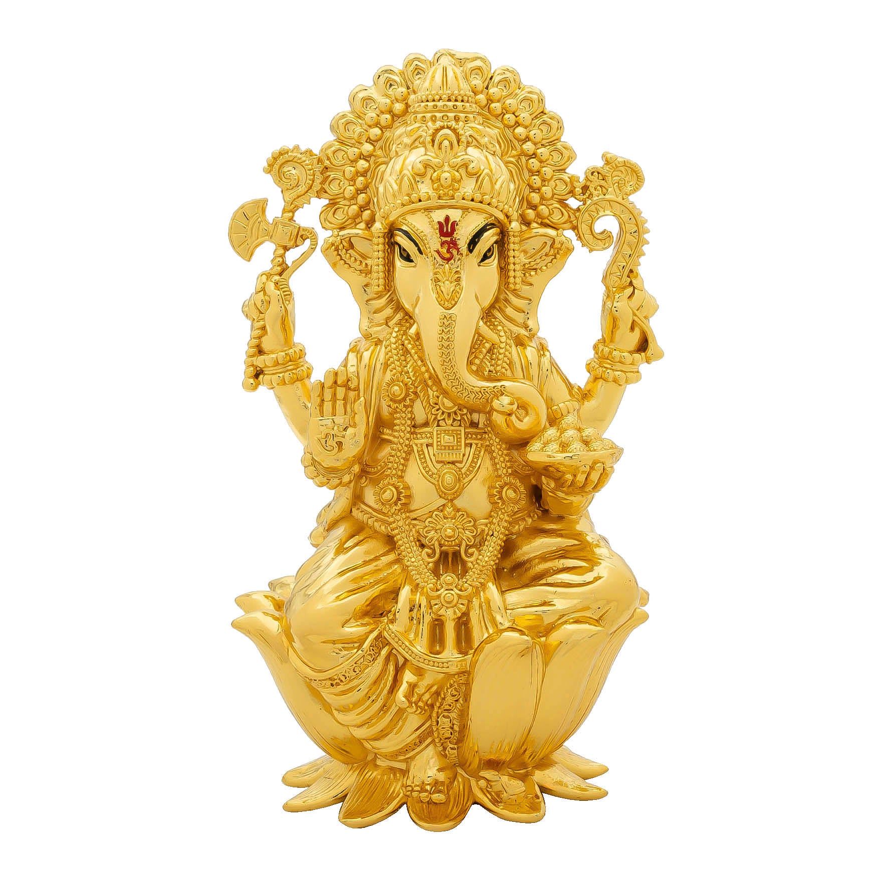 Lord Ganesha Idol – Traditional Hindu Deity Sculpture – Ganapati Murti/Statue on Lotus – Home Temple & Puja Gift | PIDG216-0063