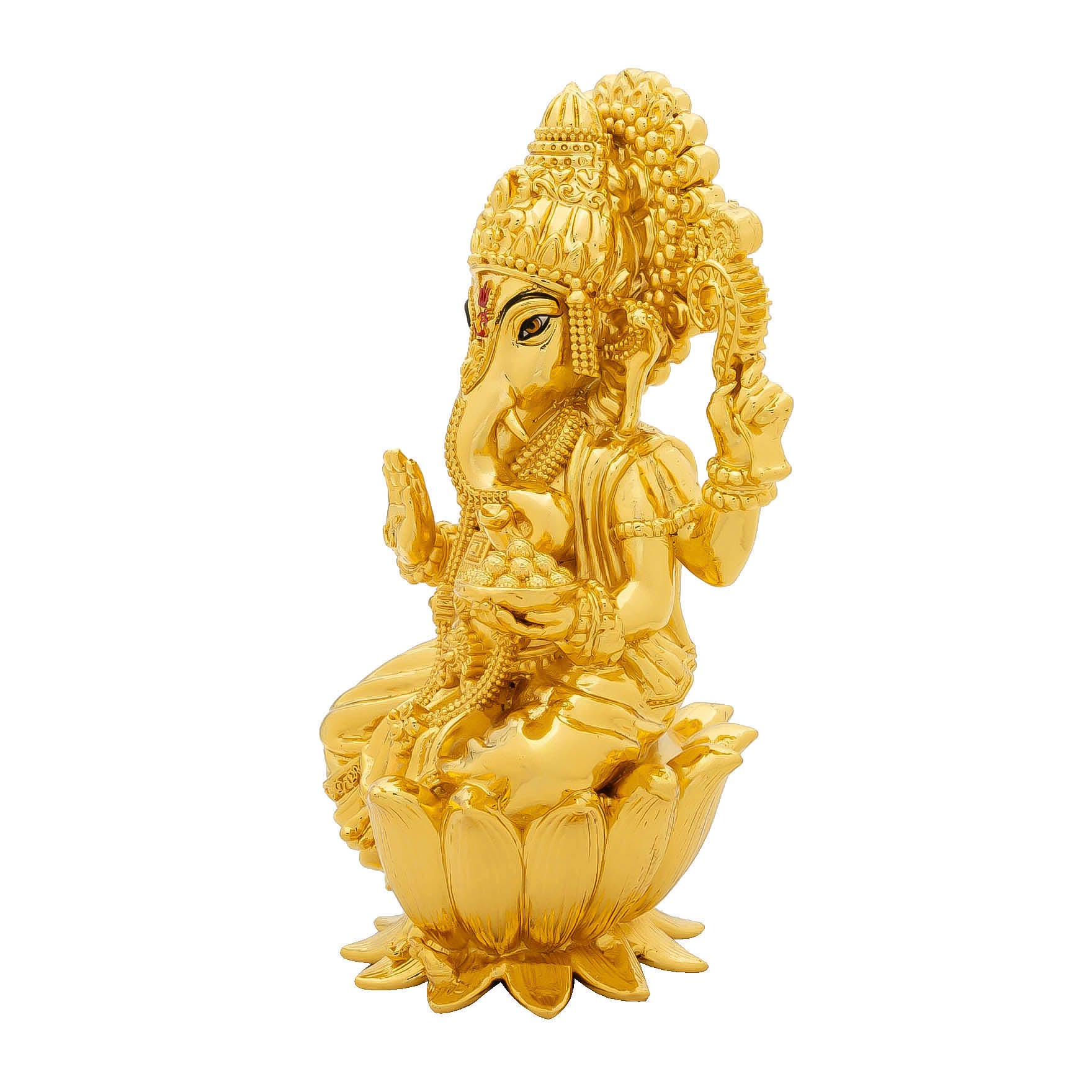 Lord Ganesha Idol – Traditional Hindu Deity Sculpture – Ganapati Murti/Statue on Lotus – Home Temple & Puja Gift | PIDG216-0063