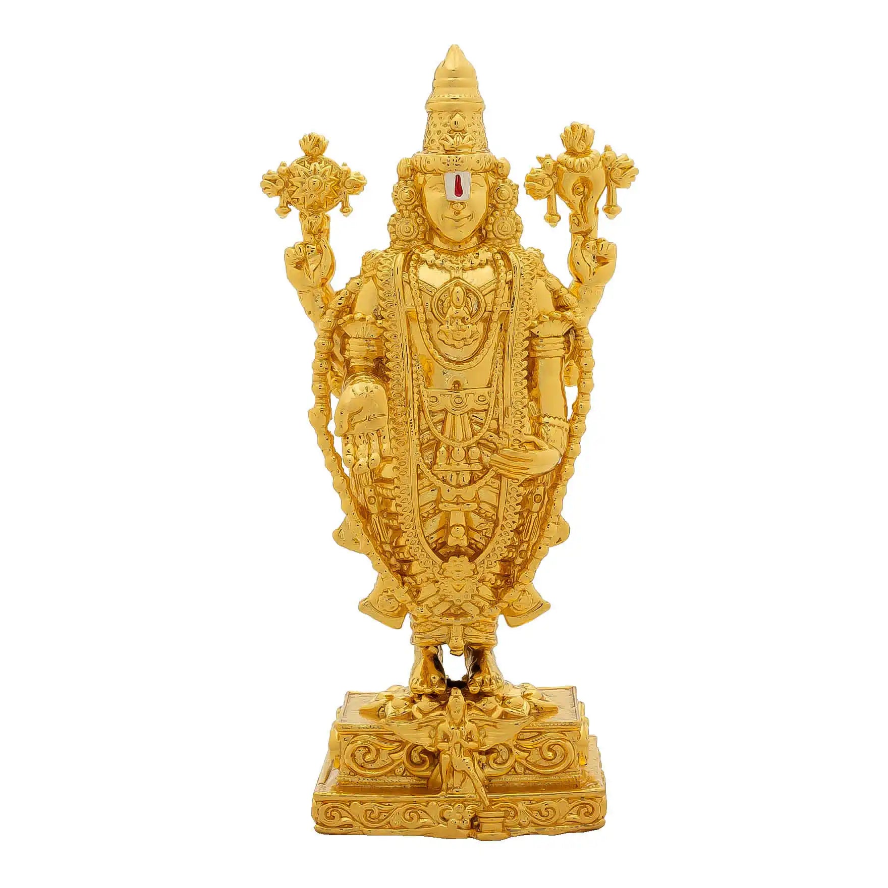 Lord Venkateswara Idol – Gold Plated Decorative Statue – Tirupati Balaji Design – Hindu Spiritual Figurine – Pooja & Home Decor | PIDTH29-0031