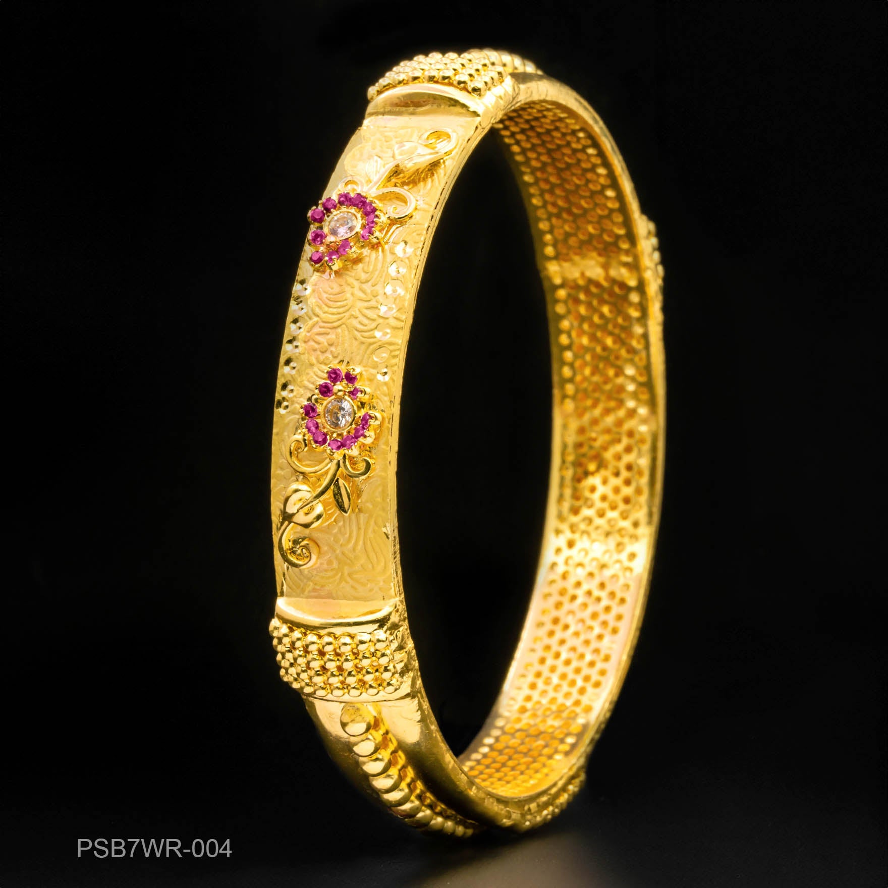 24ct Heavy Gold Layered Stone Bangle PSB7WR-004