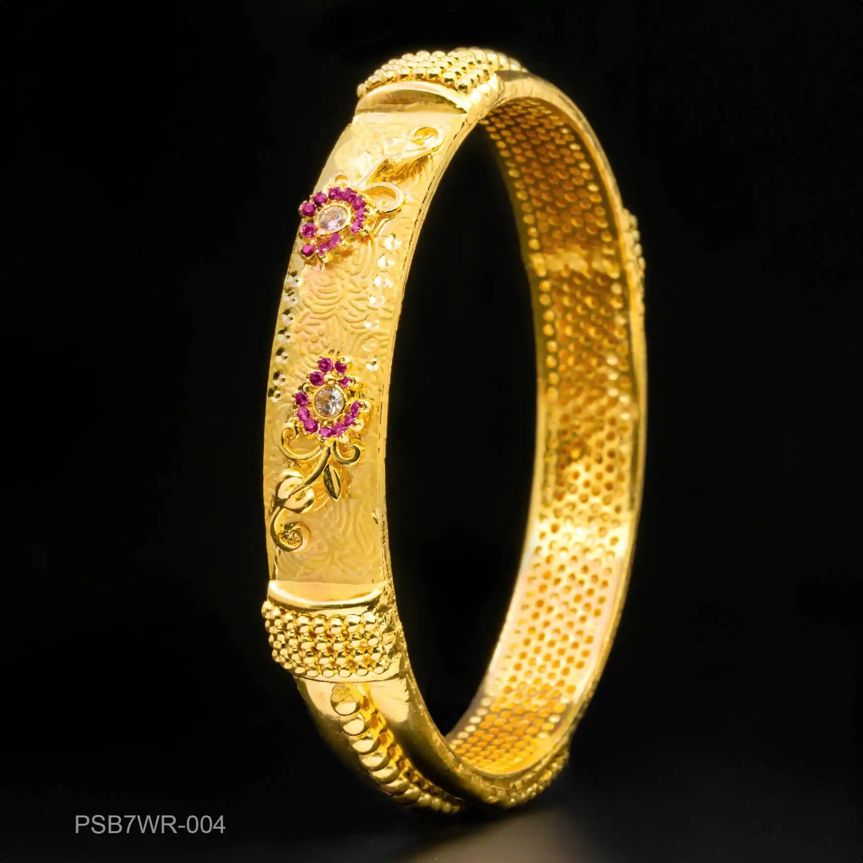 24ct Heavy Gold Layered Stone Bangle PSB7WR-004