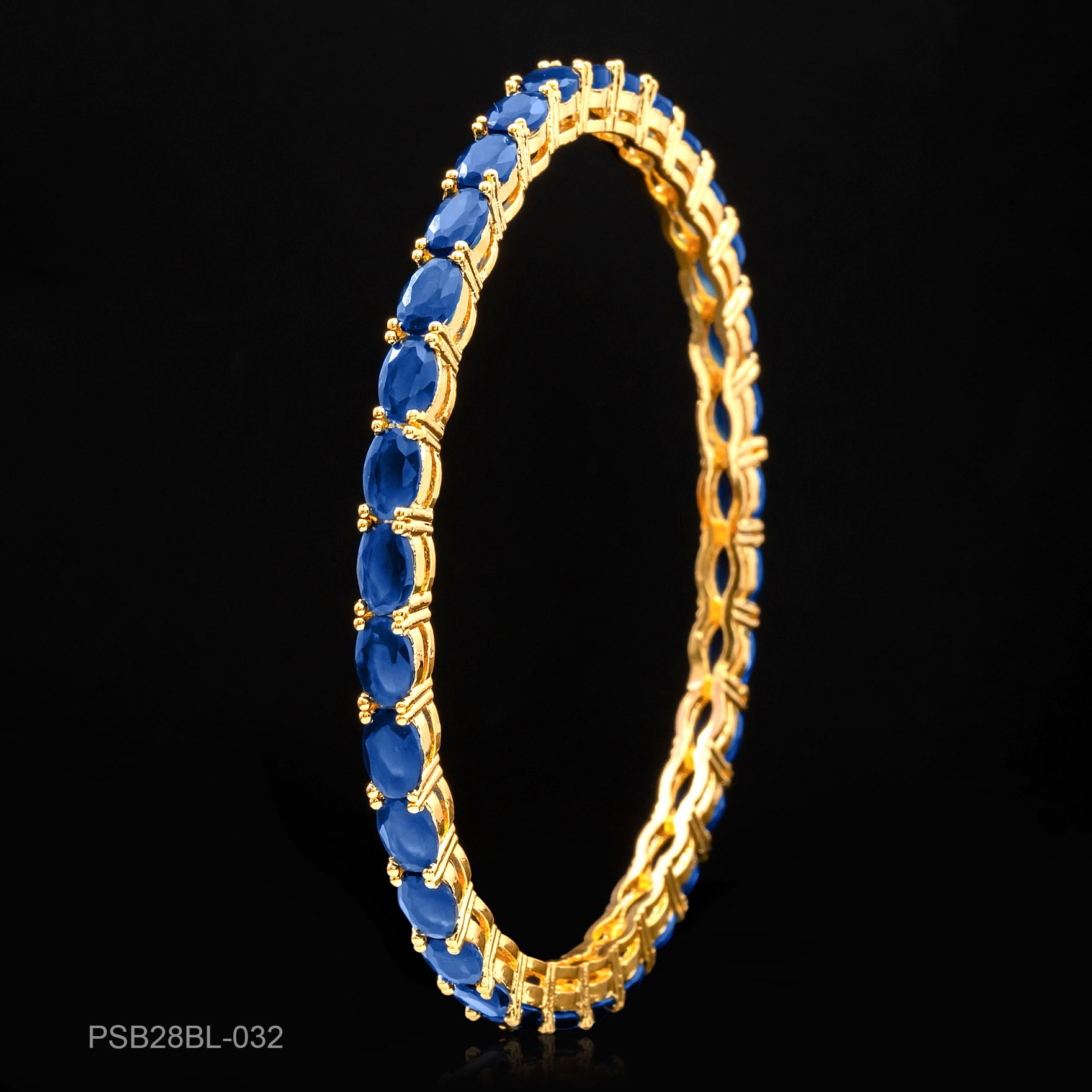 24ct Heavy Gold Layered Stone Bangle PSB28BL-032