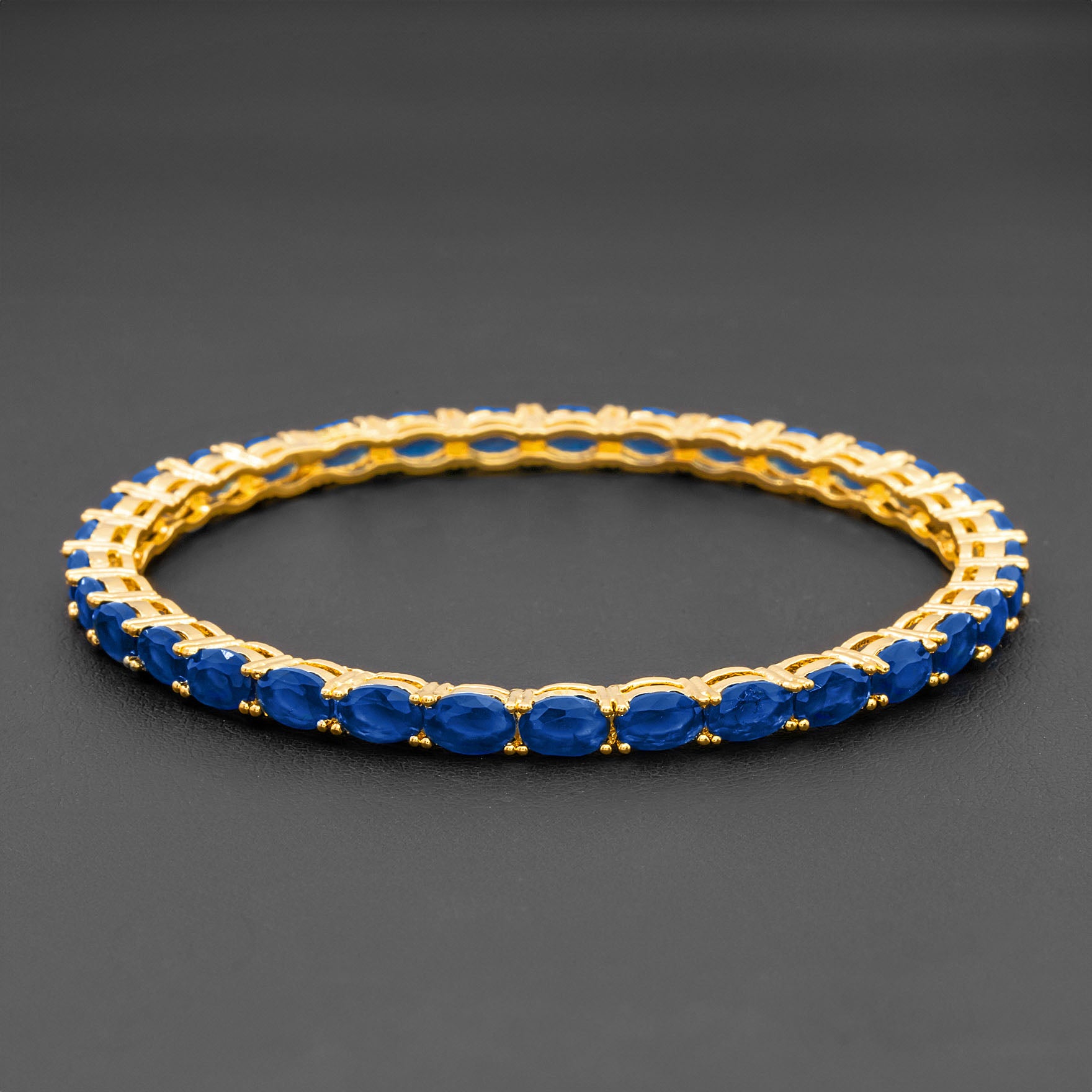 24ct Heavy Gold Layered Stone Bangle PSB28BL-032
