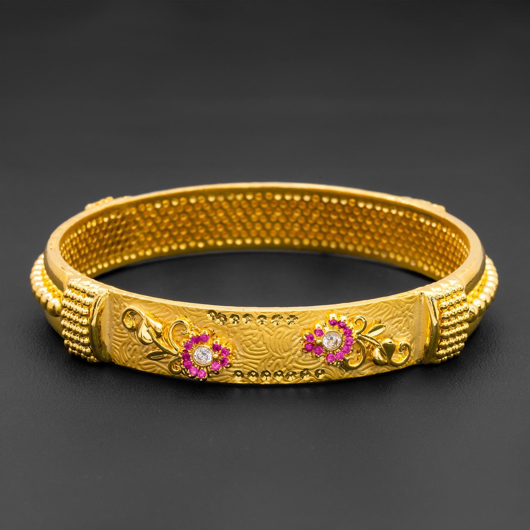 24ct Heavy Gold Layered Stone Bangle PSB7WR-004