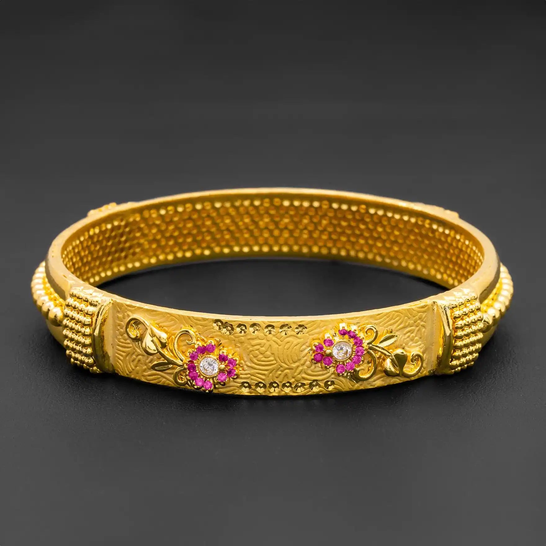 24ct Heavy Gold Layered Stone Bangle PSB7WR-004