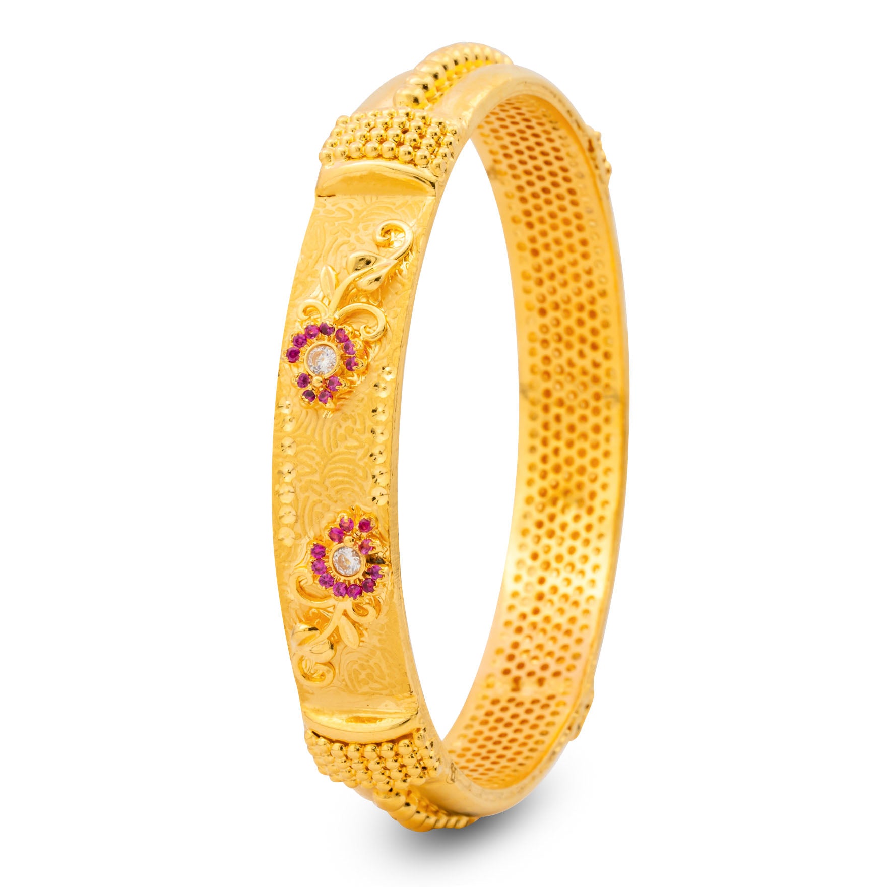 24ct Heavy Gold Layered Stone Bangle PSB7WR-004