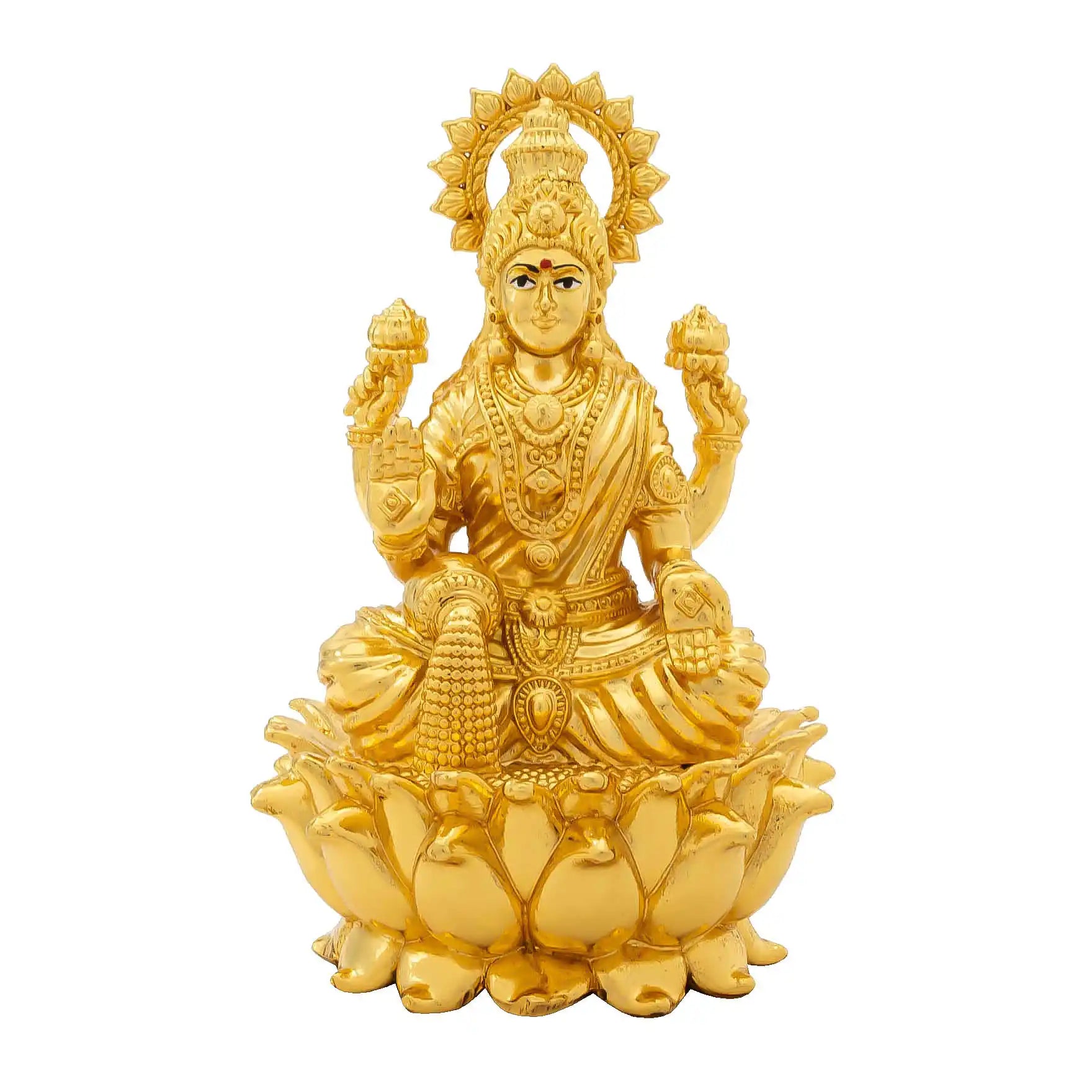 Goddess Lakshmi devi Idol – Lotus Base Design – Traditional Hindu Deity Sculpture – Lakshmi Mandir Decor – Home & Puja Gift PIDLA84-0022
