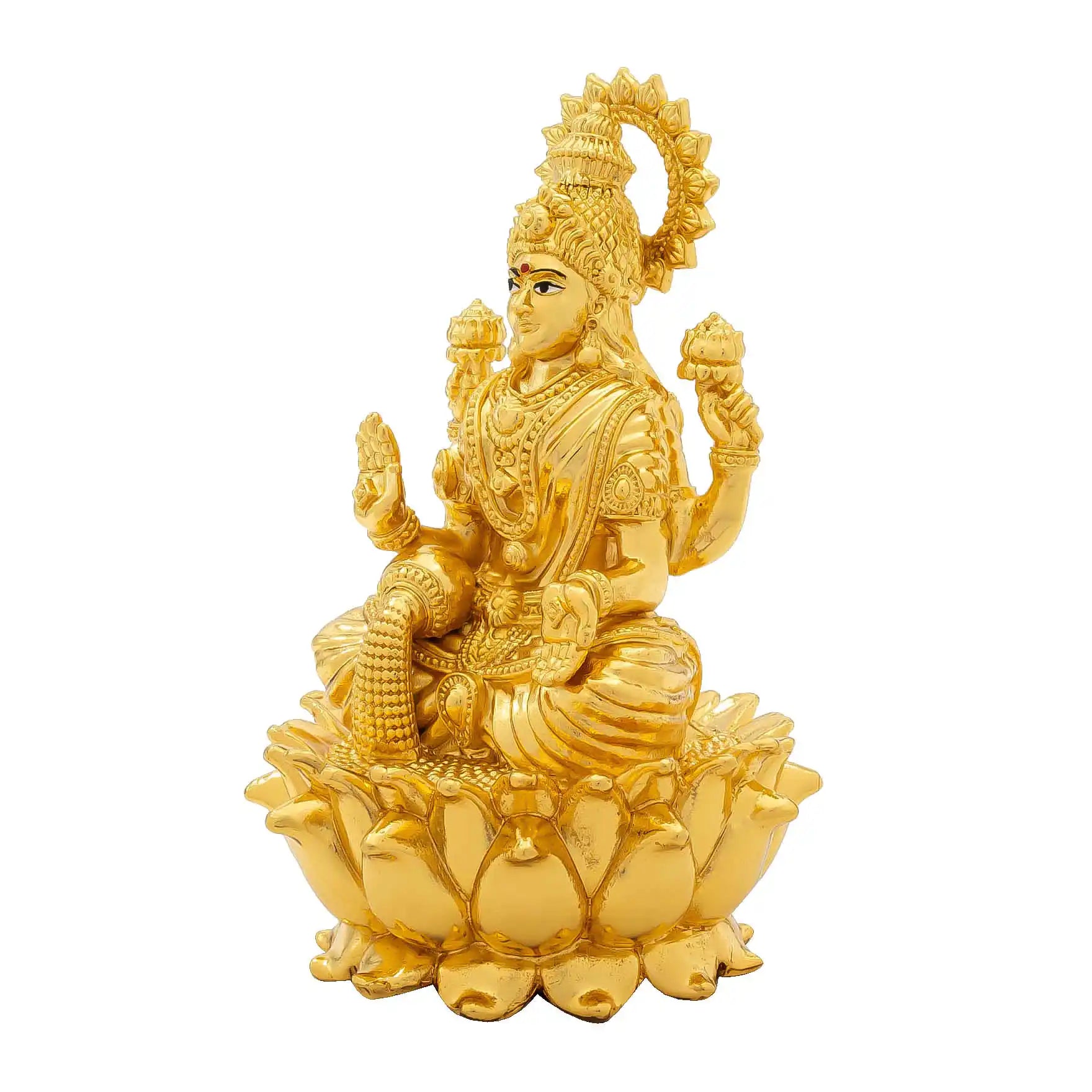 Goddess Lakshmi devi Idol – Lotus Base Design – Traditional Hindu Deity Sculpture – Lakshmi Mandir Decor – Home & Puja Gift PIDLA84-0022