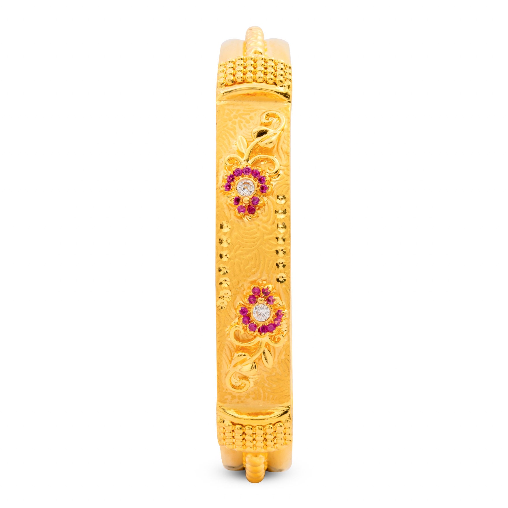 24ct Heavy Gold Layered Stone Bangle PSB7WR-004