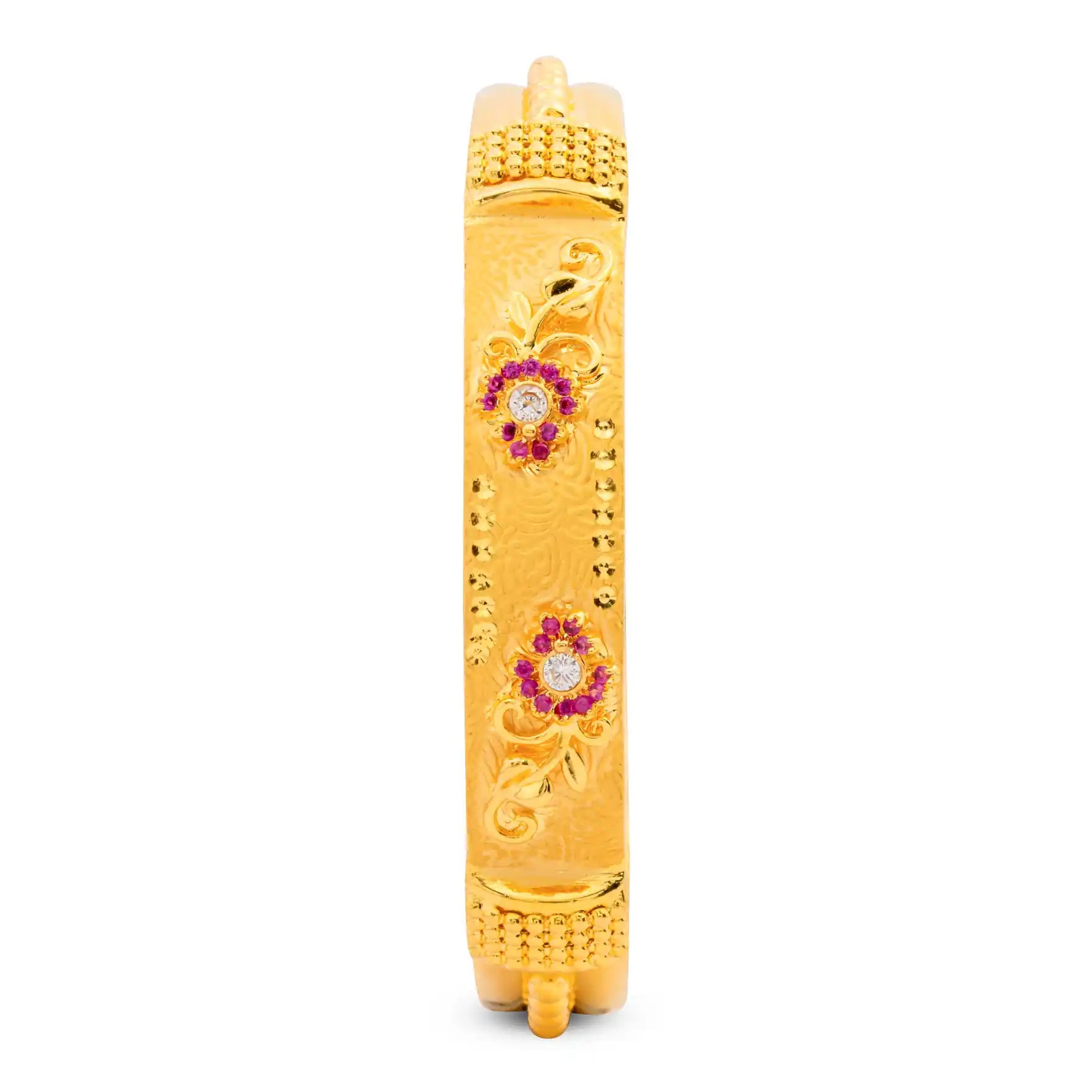 24ct Heavy Gold Layered Stone Bangle PSB7WR-004