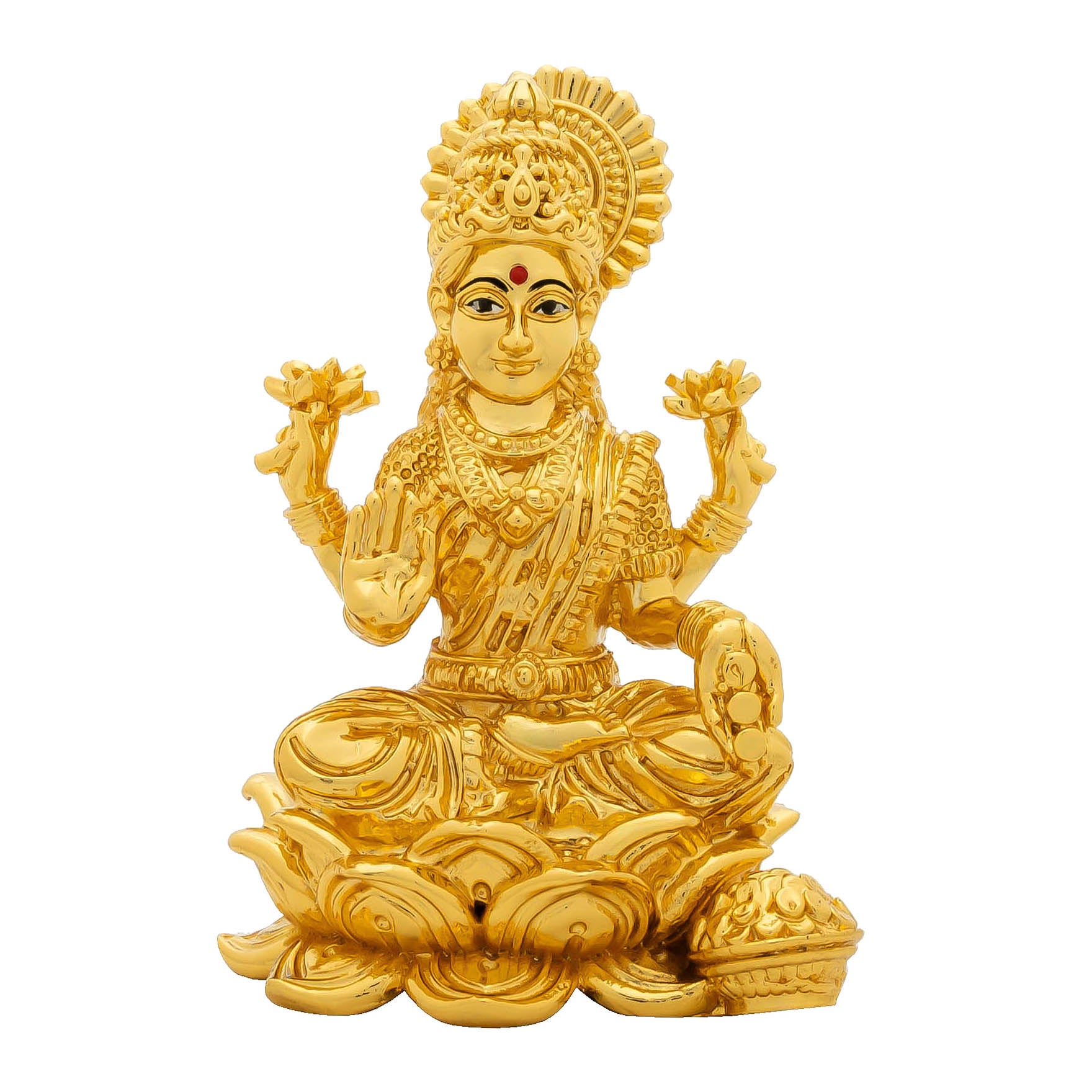 Goddess Lakshmi devi Idol – Lotus Base Design – Traditional Hindu Deity Sculpture – Lakshmi Mandir Decor – Home & Puja Gift | PIDLA73-007