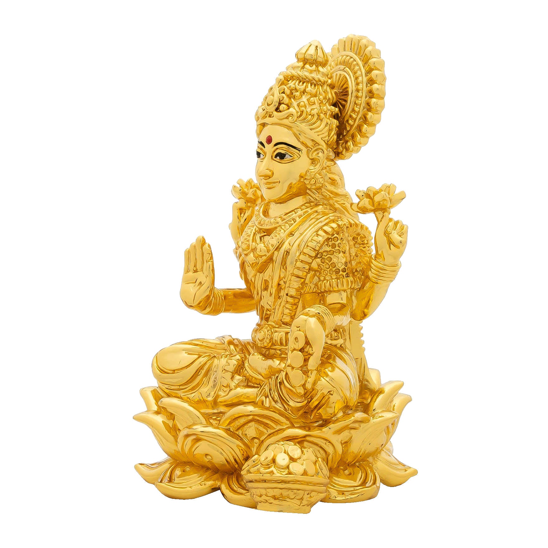 Goddess Lakshmi devi Idol – Lotus Base Design – Traditional Hindu Deity Sculpture – Lakshmi Mandir Decor – Home & Puja Gift | PIDLA73-007