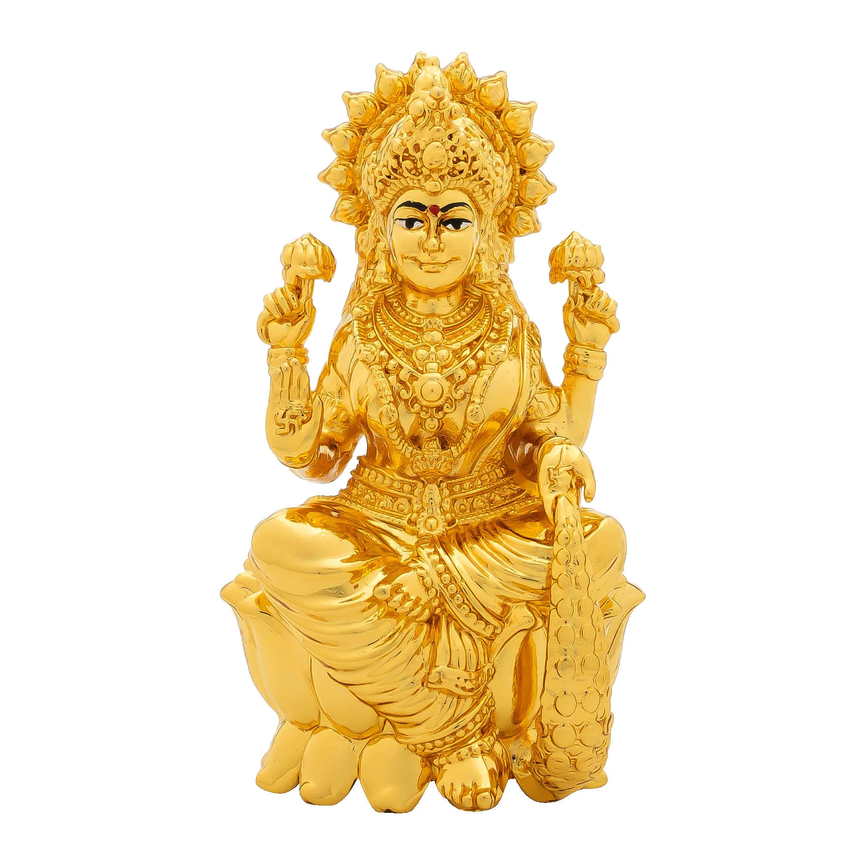 Goddess Lakshmi devi Idol – Lotus Base Design – Traditional Hindu Deity Sculpture – Lakshmi Mandir Decor – Home & Puja Gift | PIDLA81-008