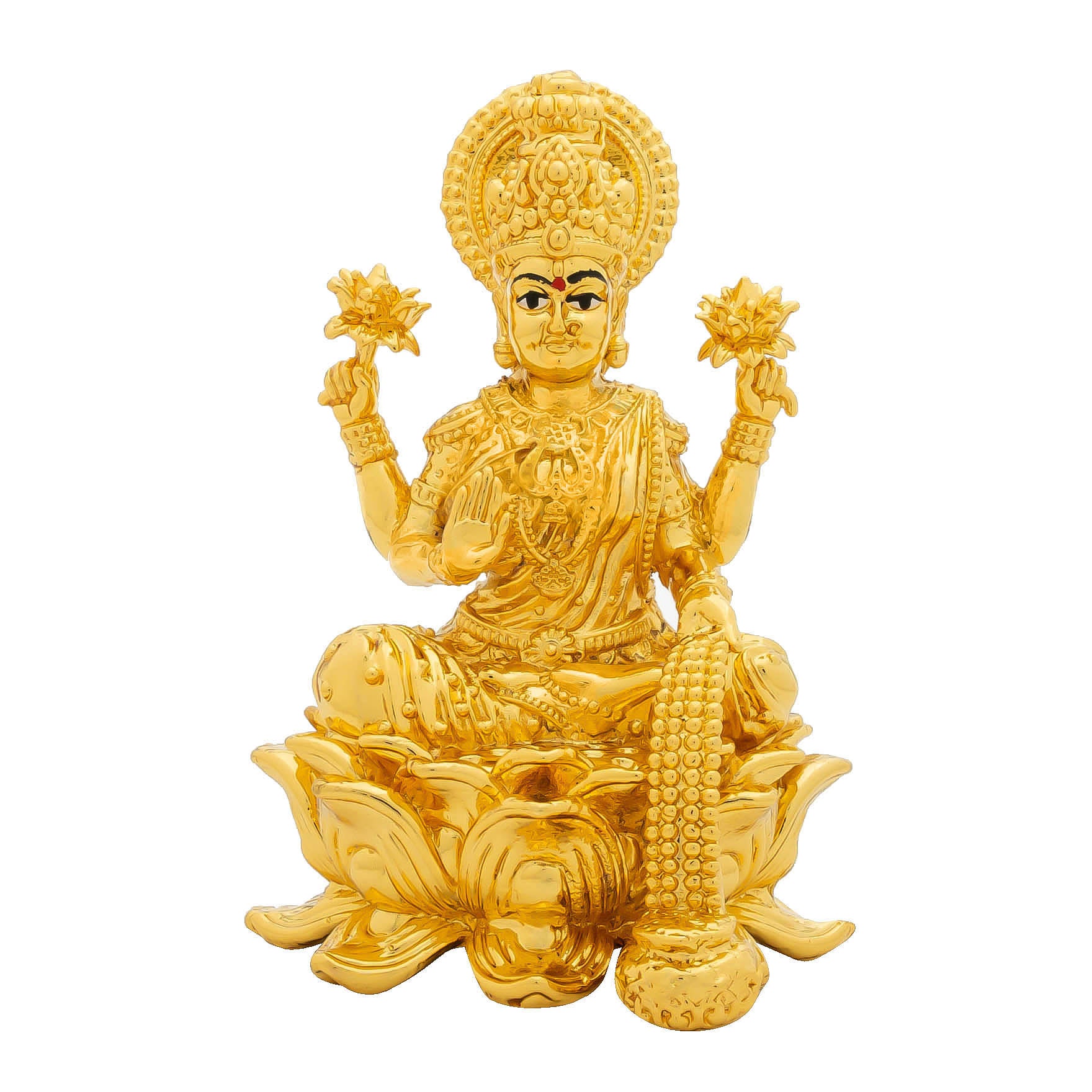 Goddess Lakshmi devi Idol – Lotus Base Design – Traditional Hindu Deity Sculpture – Lakshmi Mandir Decor – Home & Puja Gift | PIDLA71-066