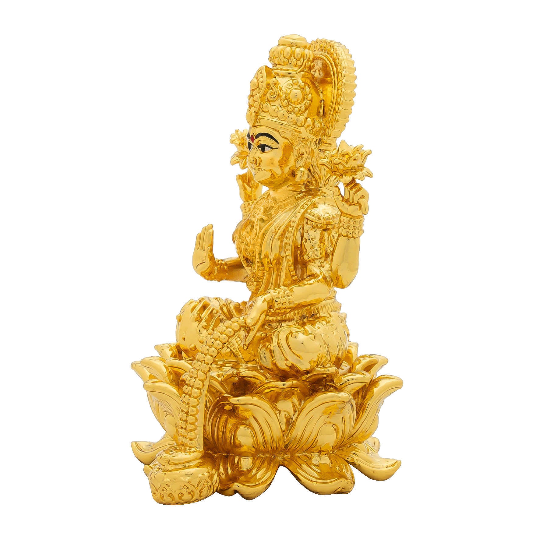 Goddess Lakshmi devi Idol – Lotus Base Design – Traditional Hindu Deity Sculpture – Lakshmi Mandir Decor – Home & Puja Gift | PIDLA71-066