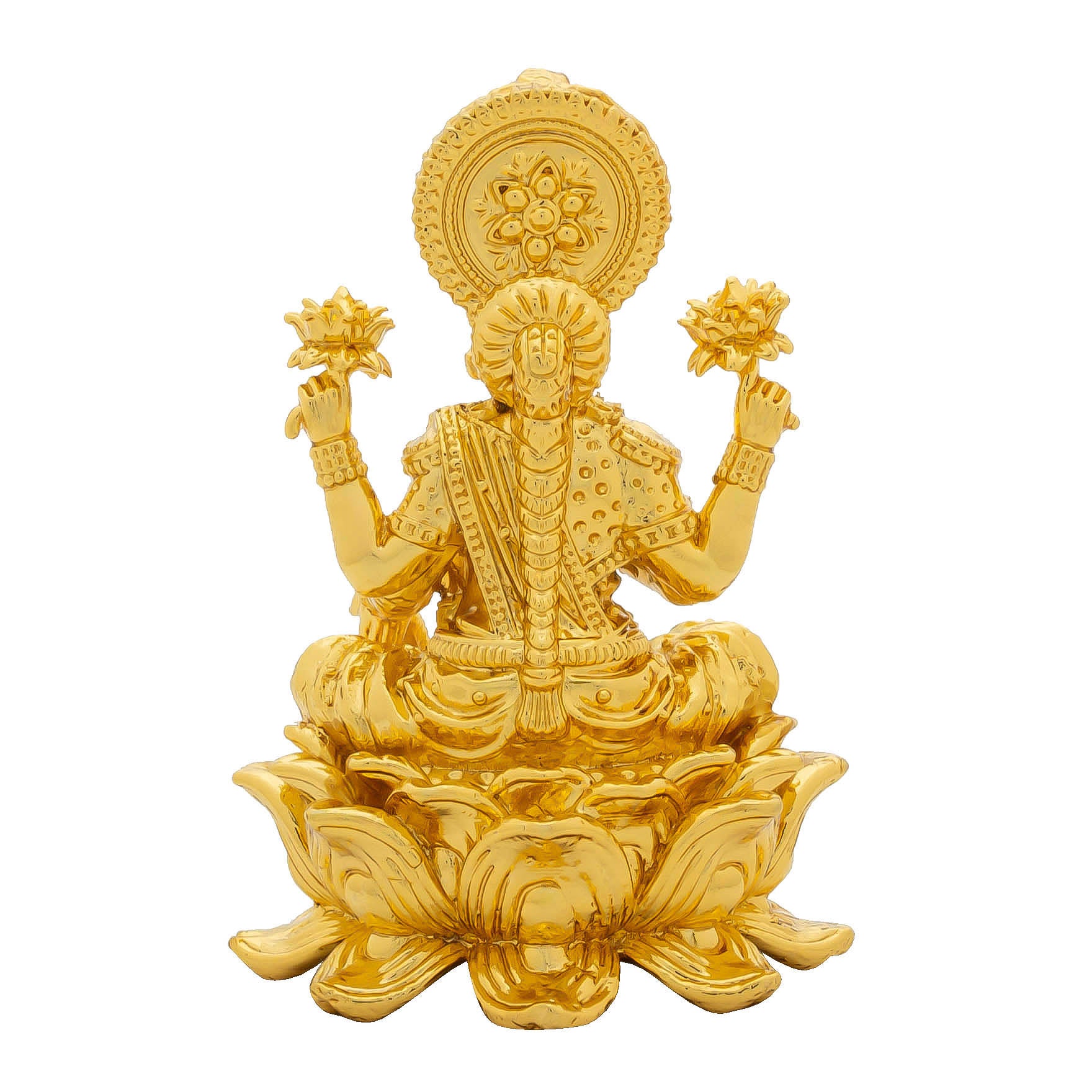 Goddess Lakshmi devi Idol – Lotus Base Design – Traditional Hindu Deity Sculpture – Lakshmi Mandir Decor – Home & Puja Gift | PIDLA71-066