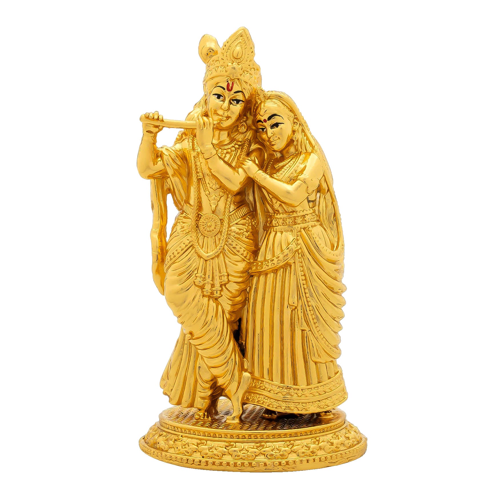 Lord Radh Krishna Idol – Traditional Hindu Deity Sculpture – Krishna (Flute Playing Pose) Mandir Decor – Home & Puja Gift | PIDRK20-056