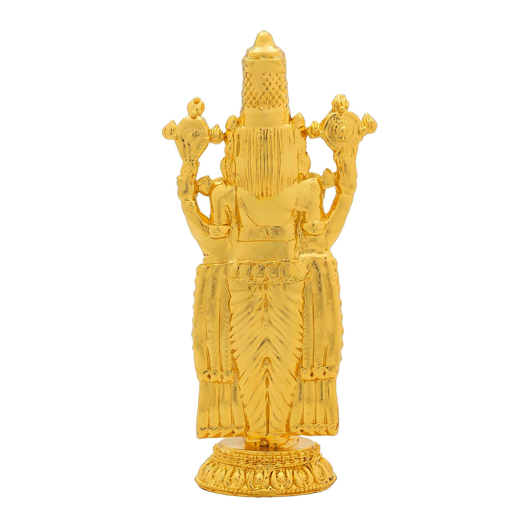 Lord Balaji Idol – Gold Plated Decorative Statue – Tirupati Venkateswara Swamy Design – Hindu Spiritual Figurine – Pooja & Home Decor | PIDTH25-004
