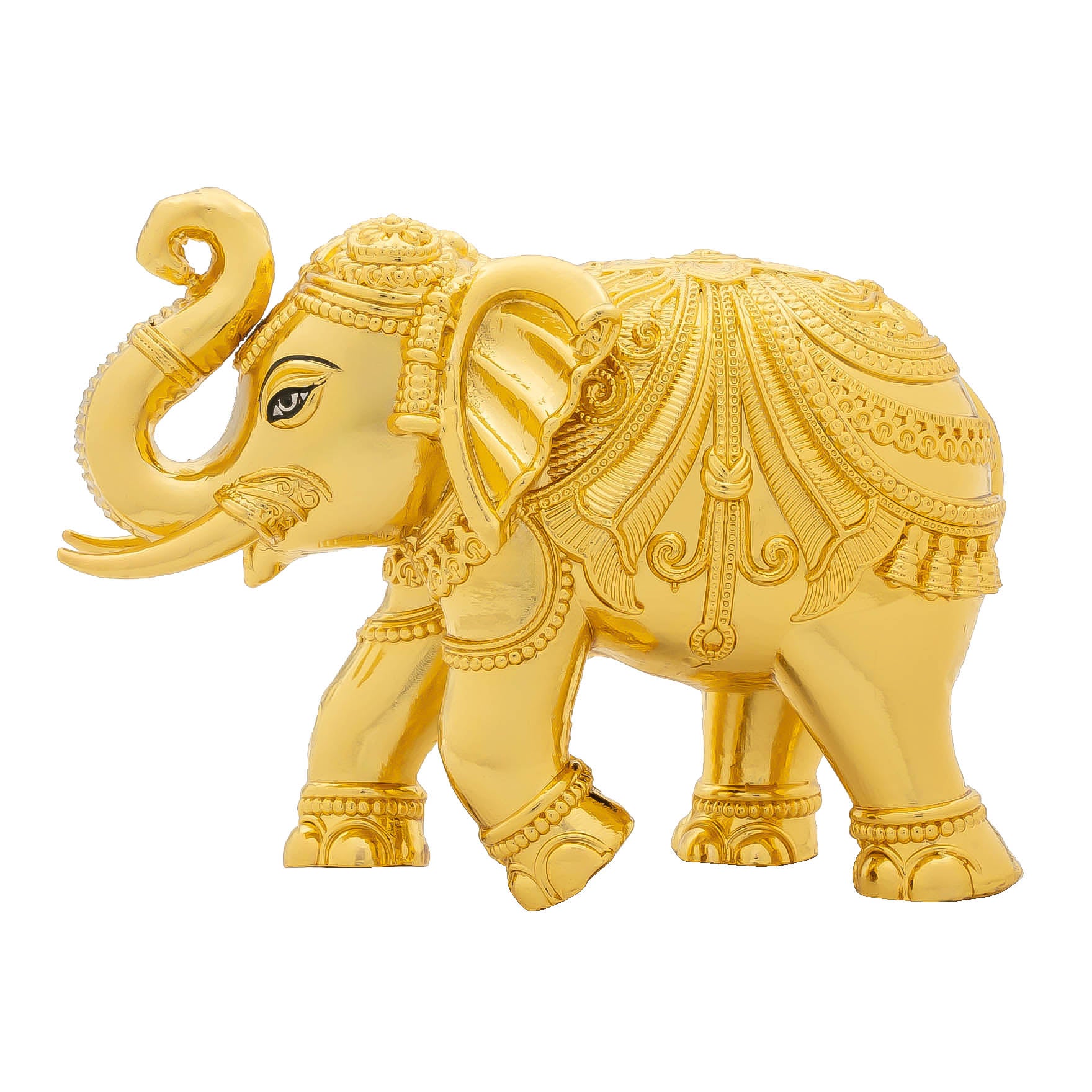 Elephant Figurine – Ornate Temple Style with Intricate Carvings – Decorative Showpiece – Home Décor & Vastu Gift |PIDEL-0071