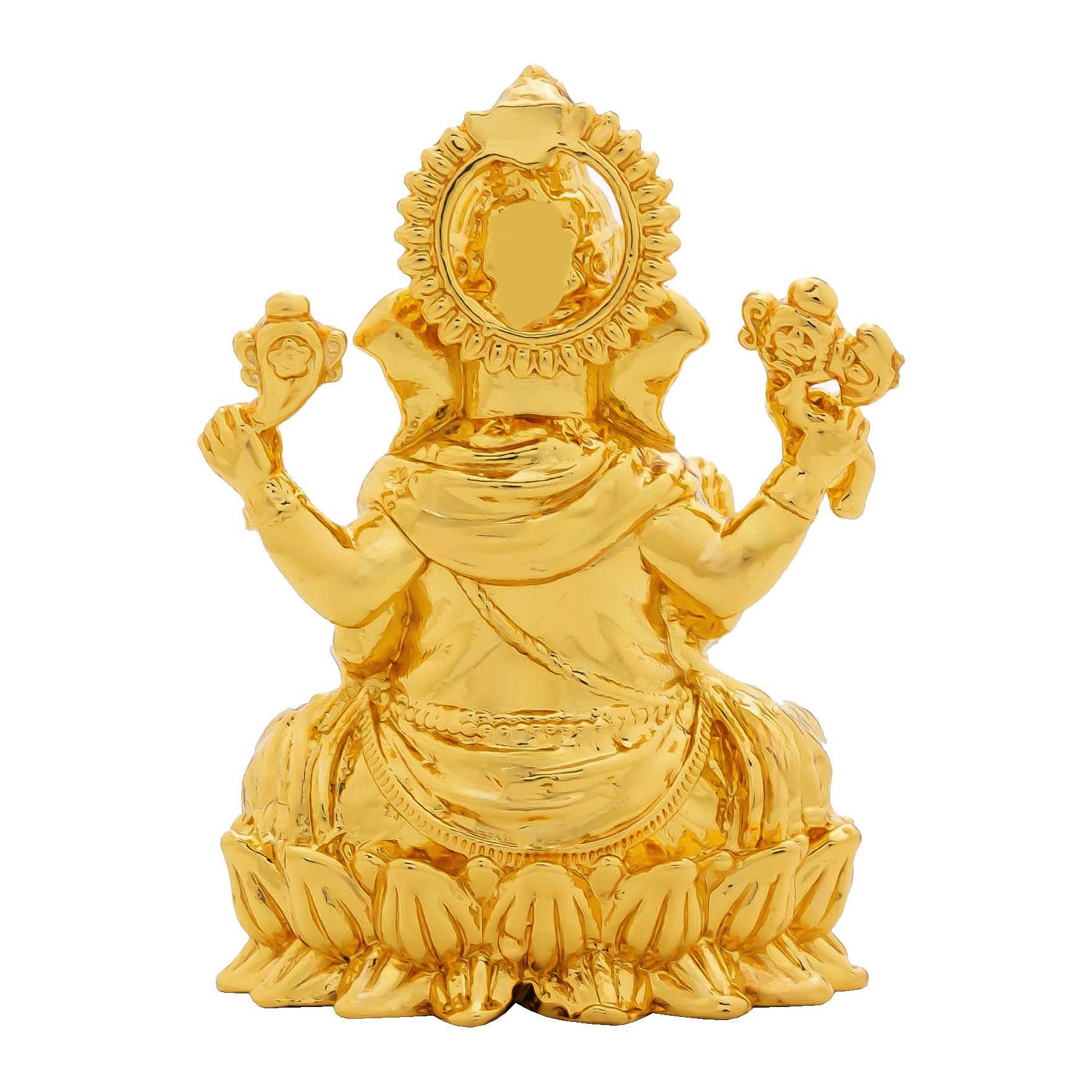 Lord Ganesha Idol – Traditional Hindu Deity Sculpture – Ganapati Murti/Statue on Lotus – Home Temple & Puja Gift | PIDG234-002