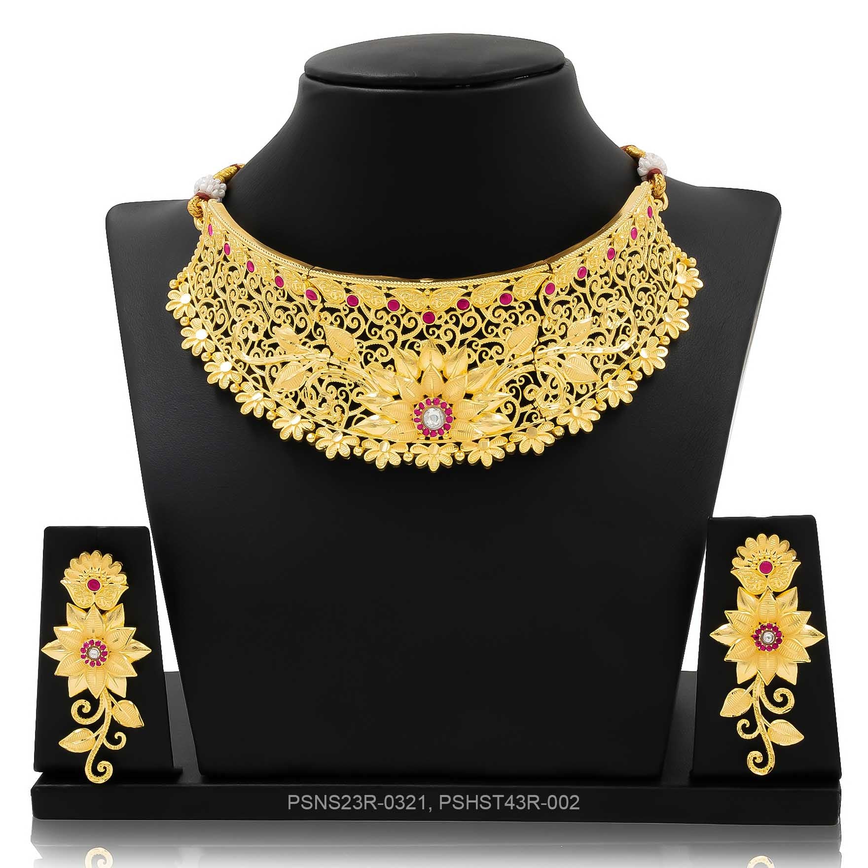 STONE NECKLACE LONG WITH GOLDEN STUD PSNS23R-0321,PSHST43R-002